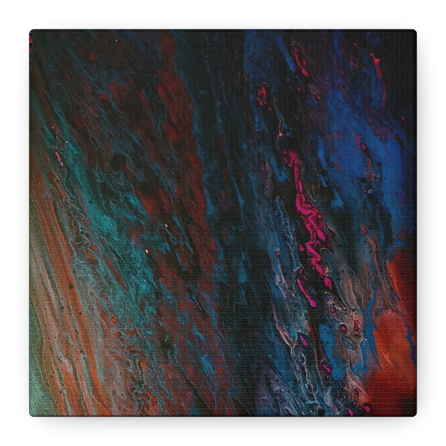Abstract Fluid Art Canvas Wall Art - Jupiter pour — Vibrant Ocean Night Matte Stretched Canvas