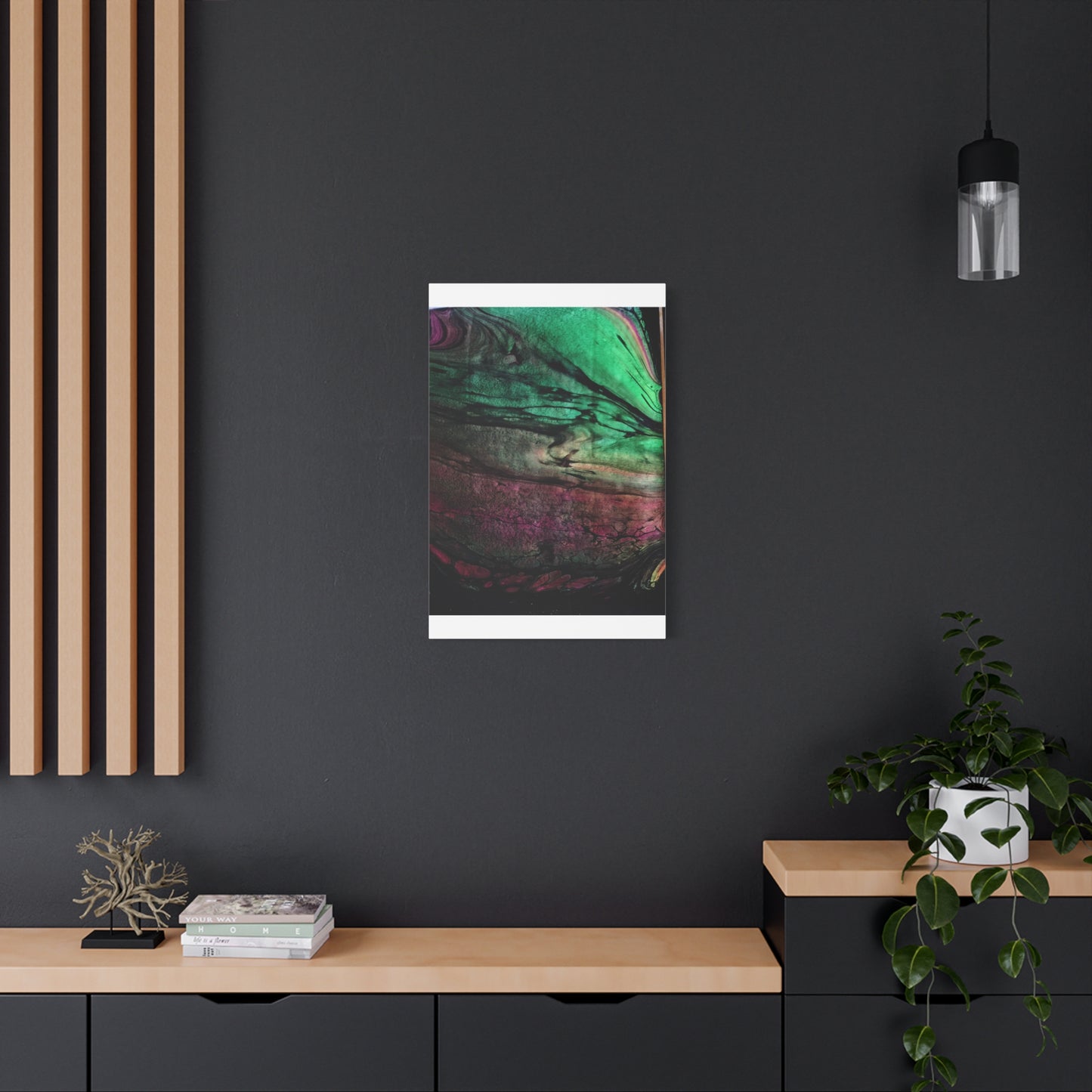 flame tempered pour - Abstract Teal & Magenta Canvas Wall Art — Matte Stretched 1.25"