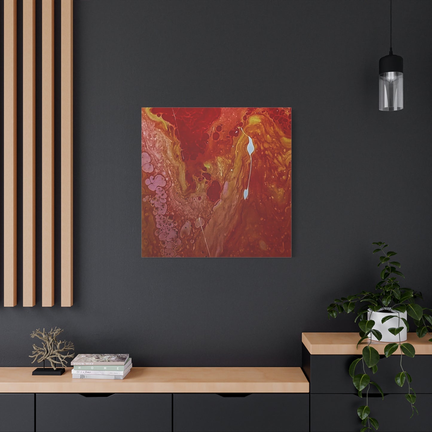Abstract Red Fluid Art Canvas Print — Matte Stretched Wall Art