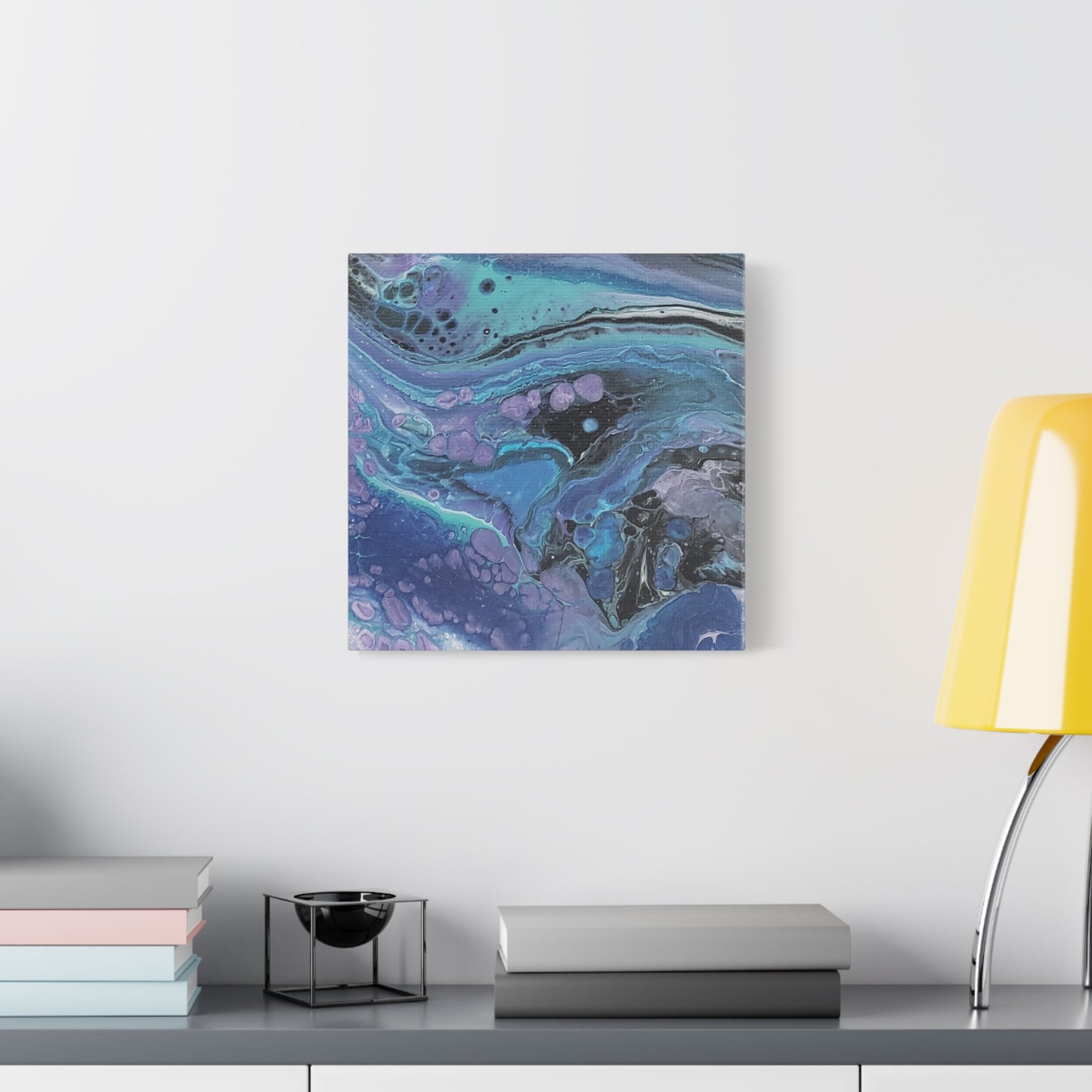Abstract Ocean Wave Matte Canvas Print — Blue & Purple Fluid Art, Stretched 1.25"