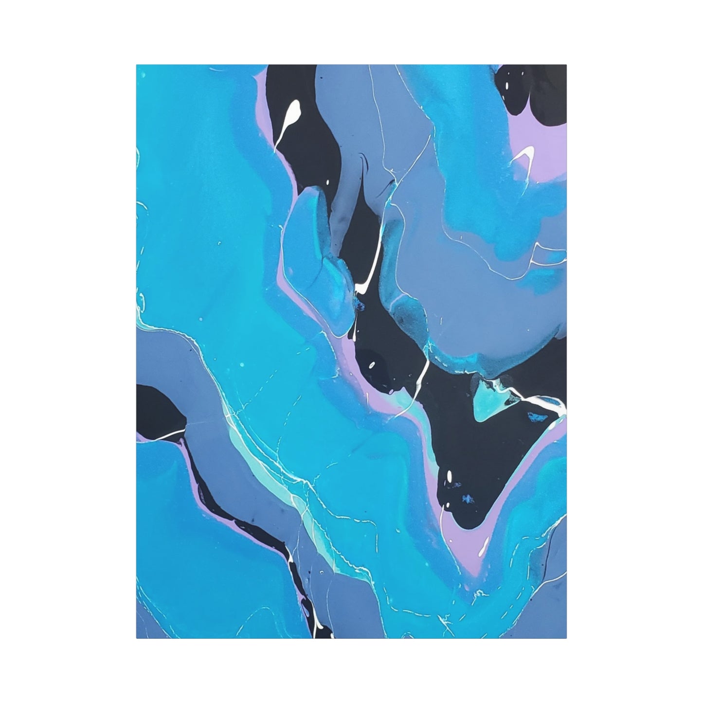 Abstract Blue Fluid Art Canvas Print — Matte Stretched Wall Art 1.25"
