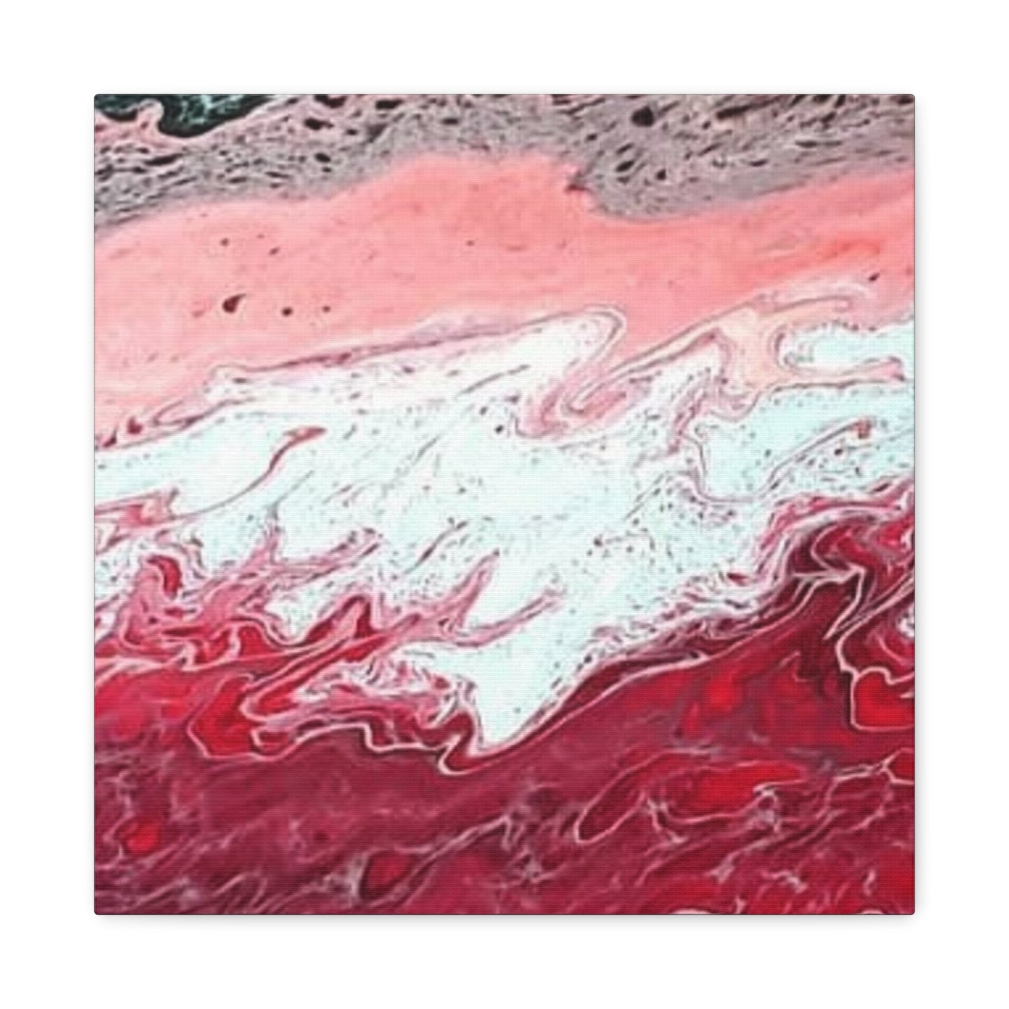 Abstract Pink & Red Fluid Art Canvas — Matte Stretched Wall Art
