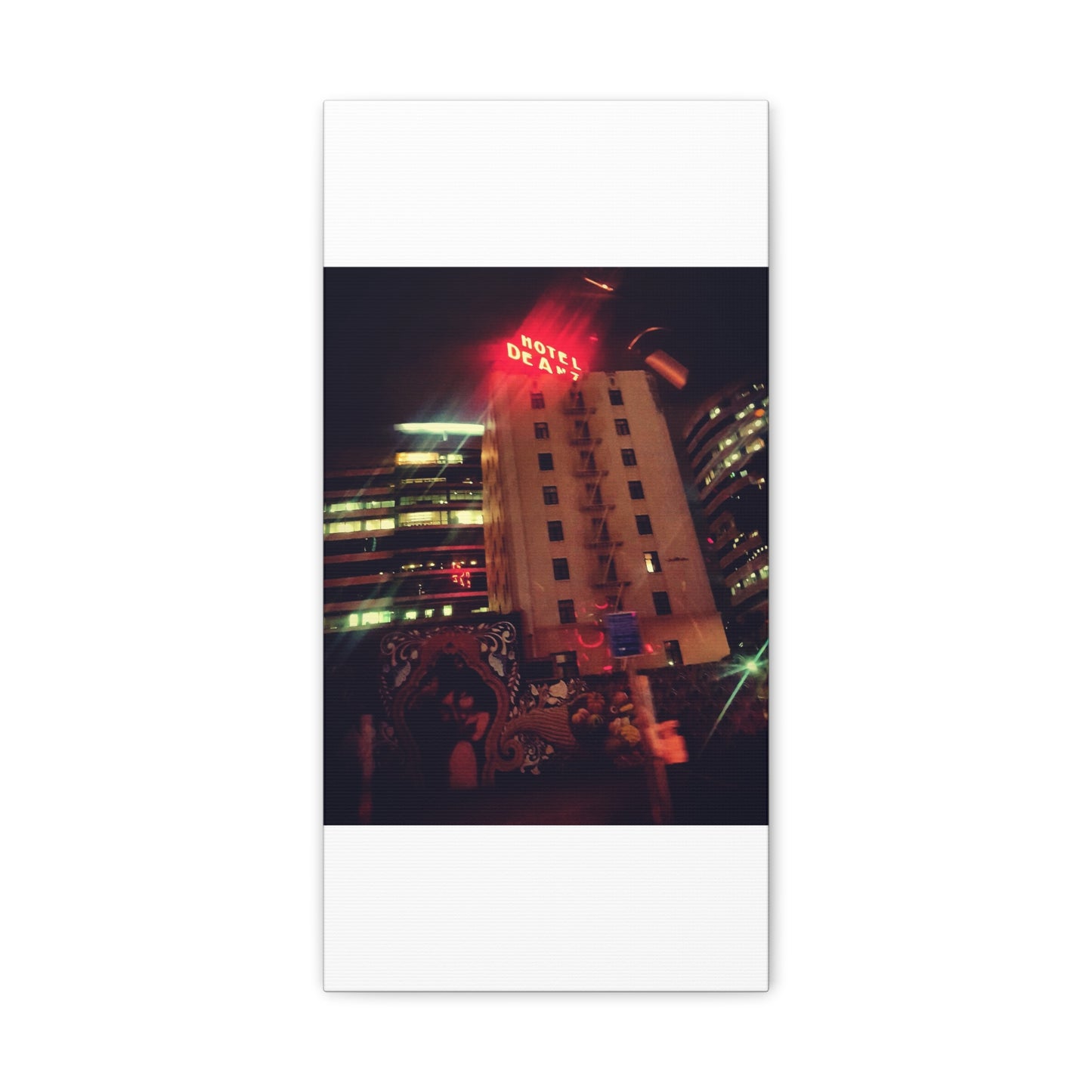 Hotel DeAnza - City Nightscape Canvas Print — Urban Street Art Building Matte Stretched 1.25"
