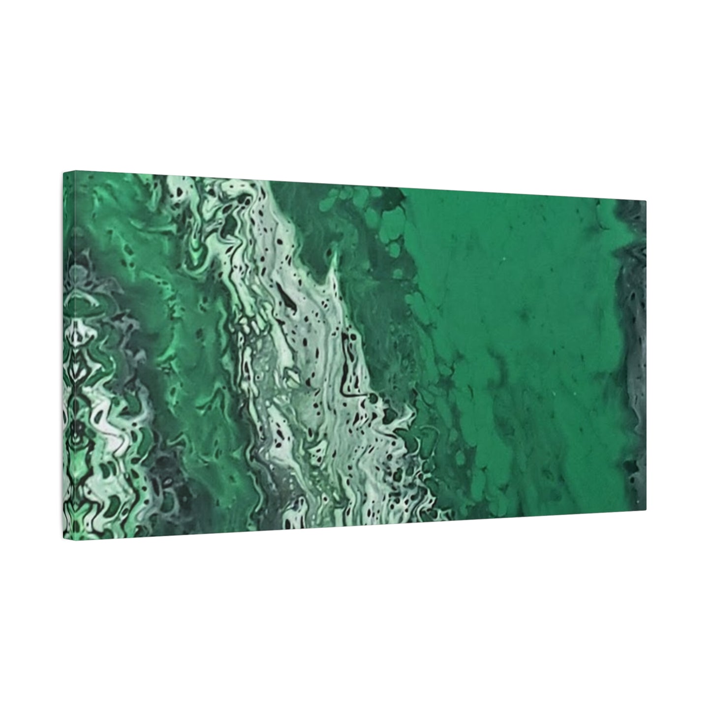 Emerald Wave Abstract Canvas Print — Matte Stretched Wall Art