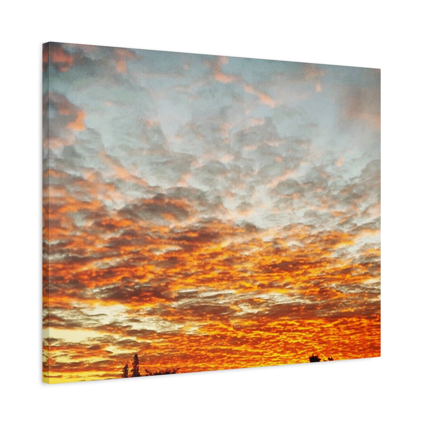 Sunset Sky Canvas Print — Orange Cloudscape Matte Stretched Wall Art