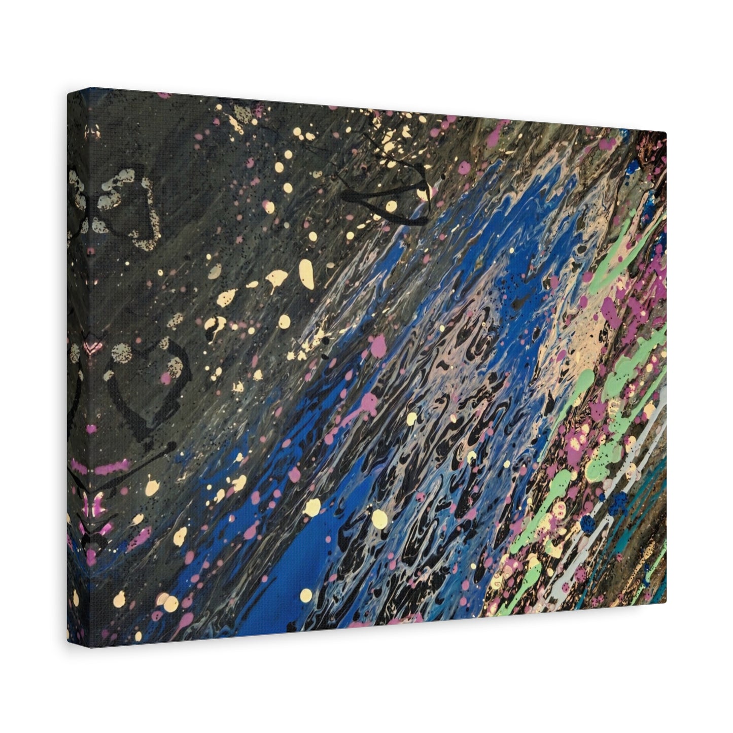 Abstract Splatter Matte Canvas Print — Colorful Fluid Art Wall Decor, Stretched 1.25"