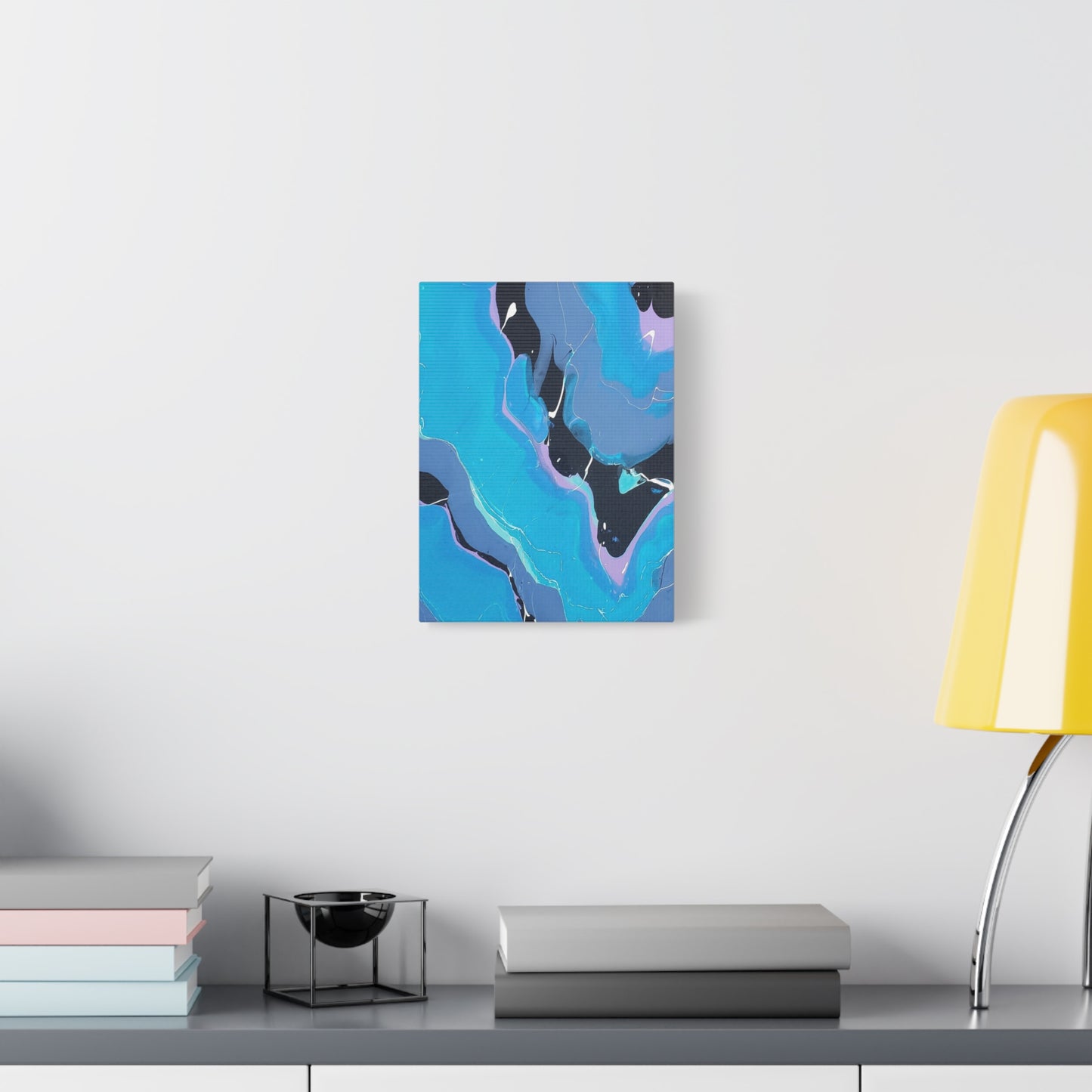 Abstract Blue Fluid Art Canvas Print — Matte Stretched Wall Art 1.25"