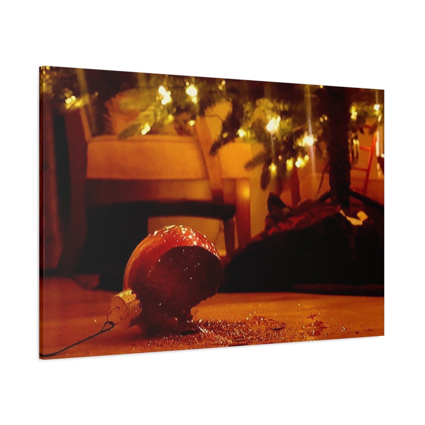 Christmas Tree Ornament Photo Canvas – Cozy Holiday Still Life Wall Art