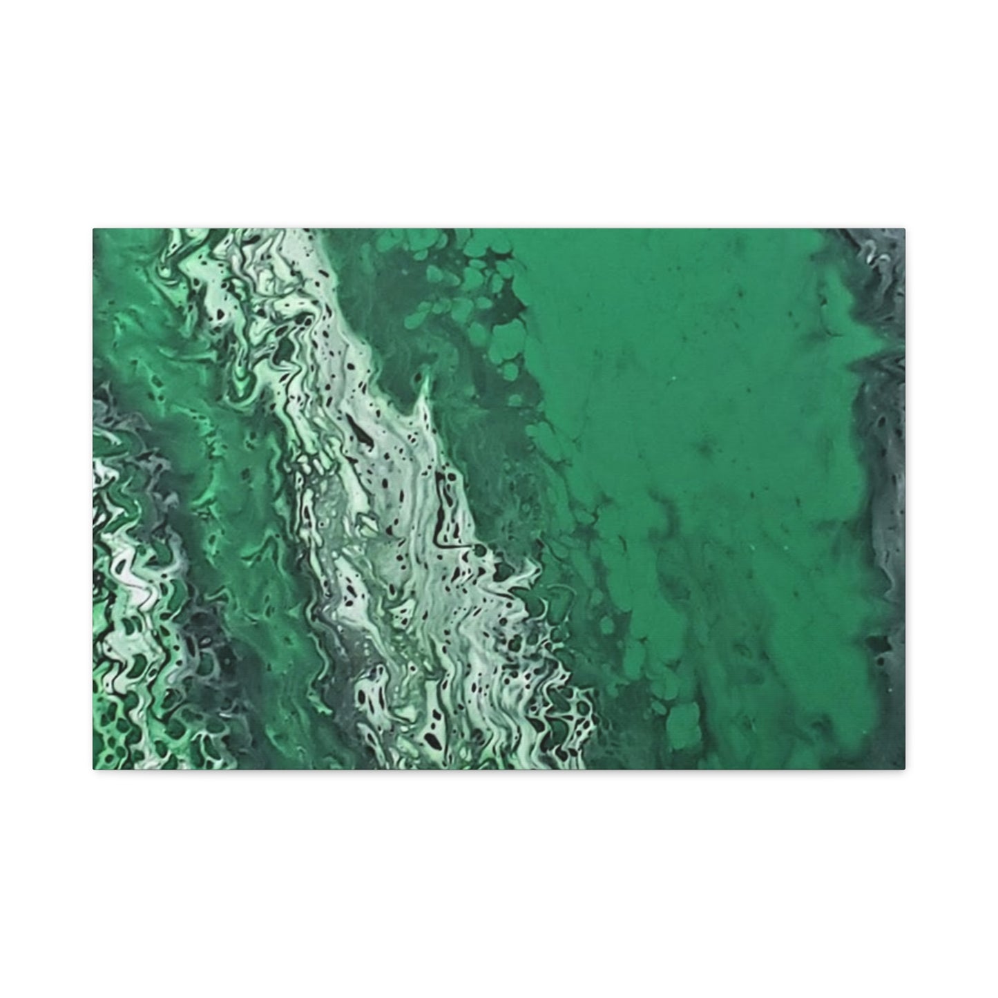 Emerald Wave Abstract Canvas Print — Matte Stretched Wall Art