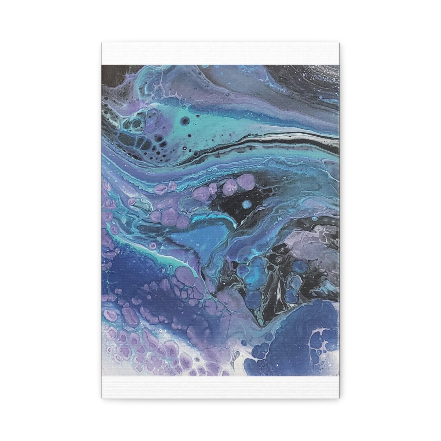 Abstract Ocean Wave Matte Canvas Print — Blue & Purple Fluid Art, Stretched 1.25"