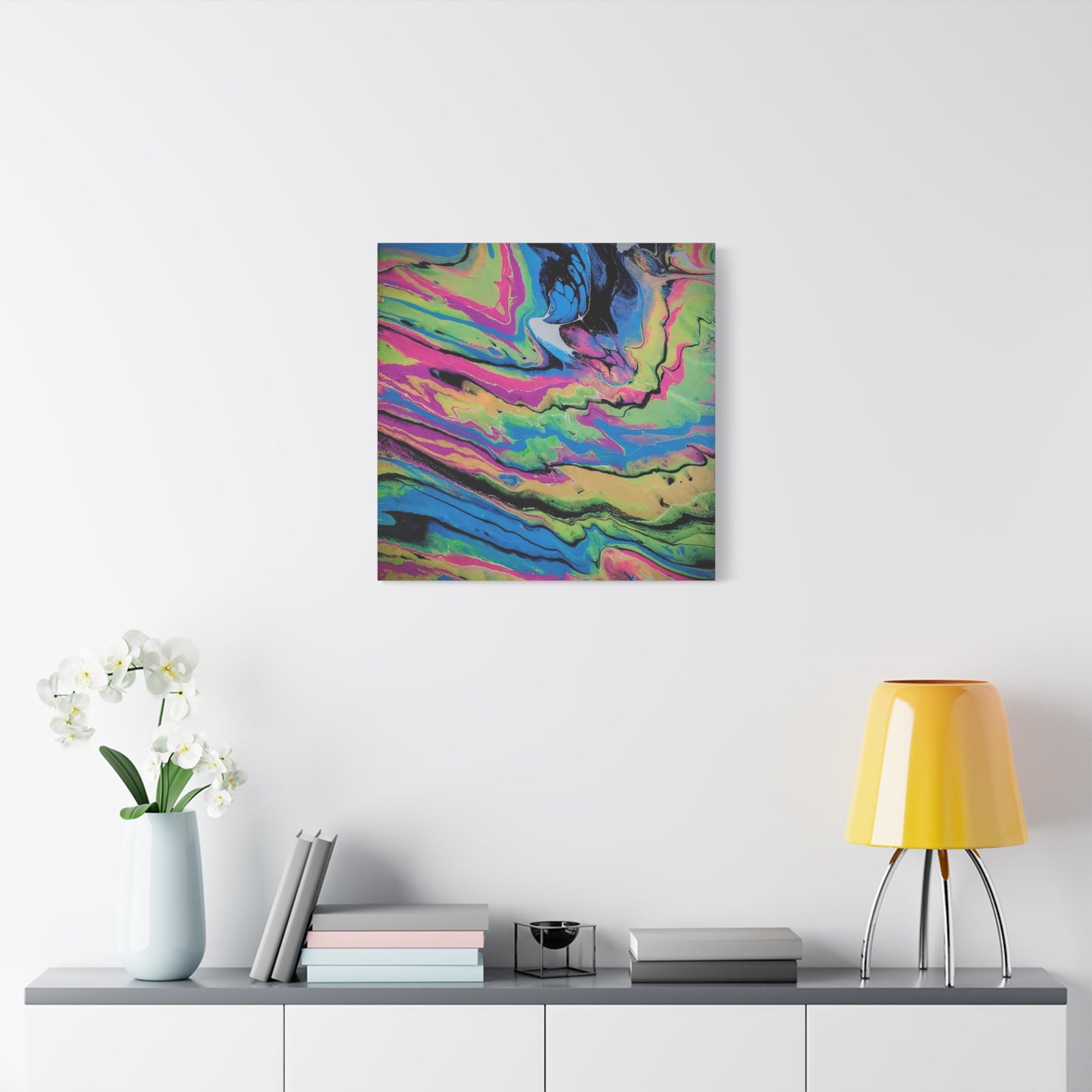 Abstract Neon Fluid Art Canvas Print — Vibrant Psychedelic Wall Decor