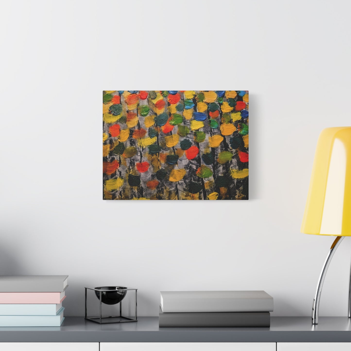 birch trees with color strokes - Abstract Color Bloom Matte Canvas Wall Art — Stretched 1.25"