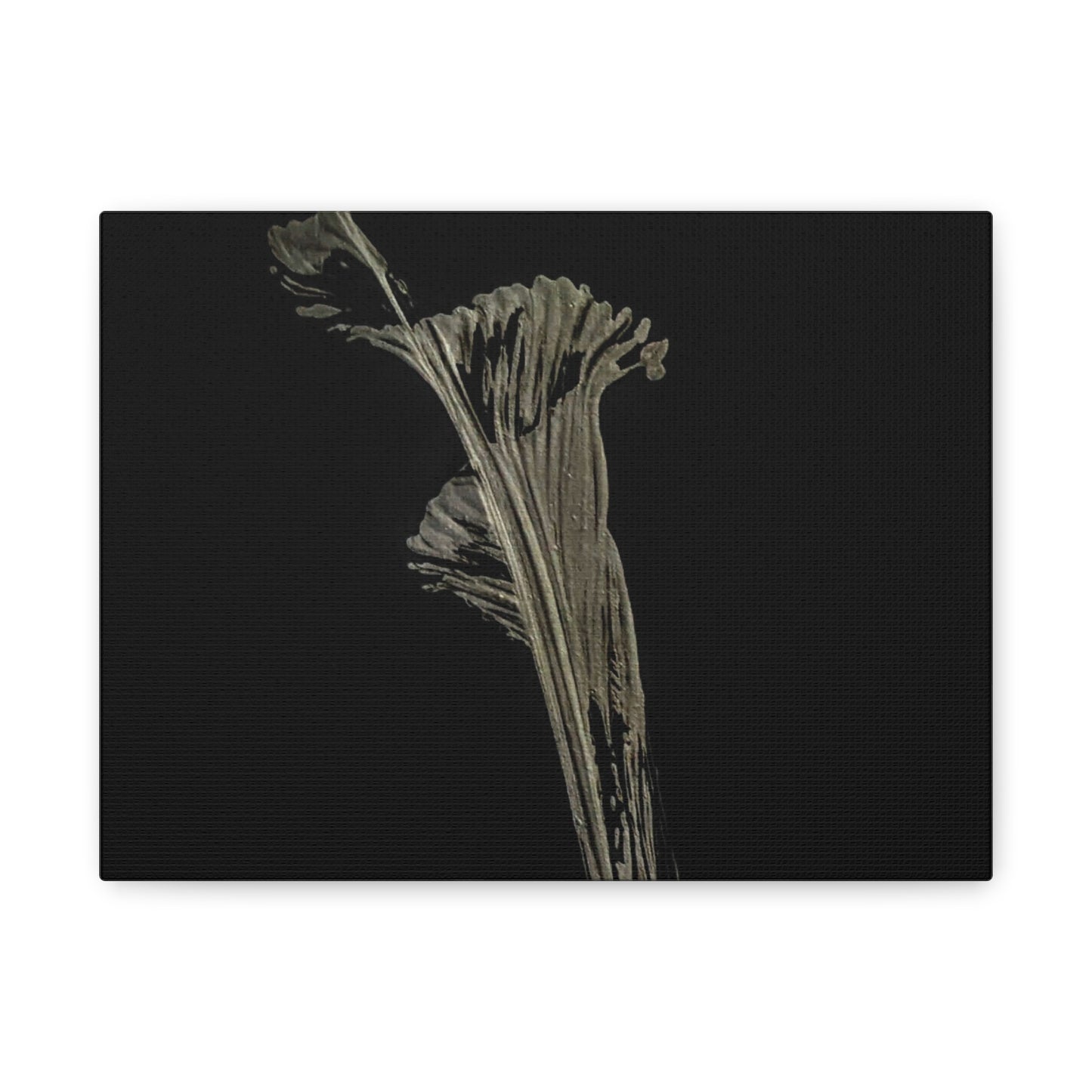 Calla Lilly - Minimalist Botanical Canvas Print — Monochrome Flower Art on Black Matte