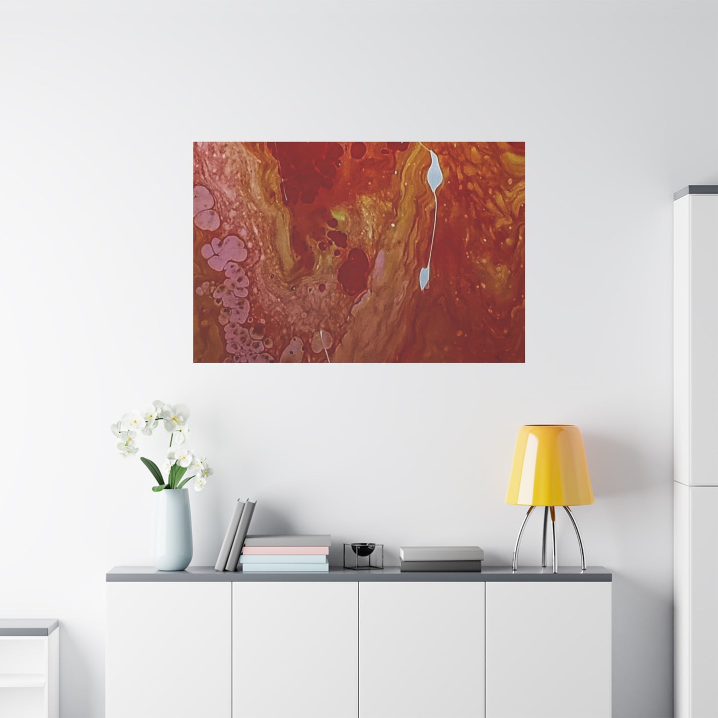Abstract Red Fluid Art Canvas Print — Matte Stretched Wall Art