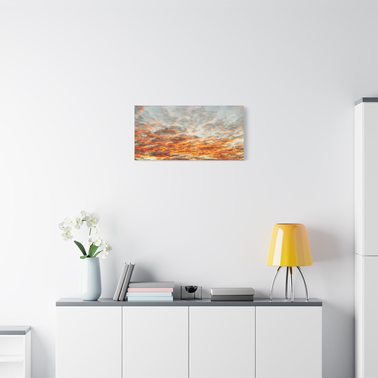 Sunset Sky Canvas Print — Orange Cloudscape Matte Stretched Wall Art