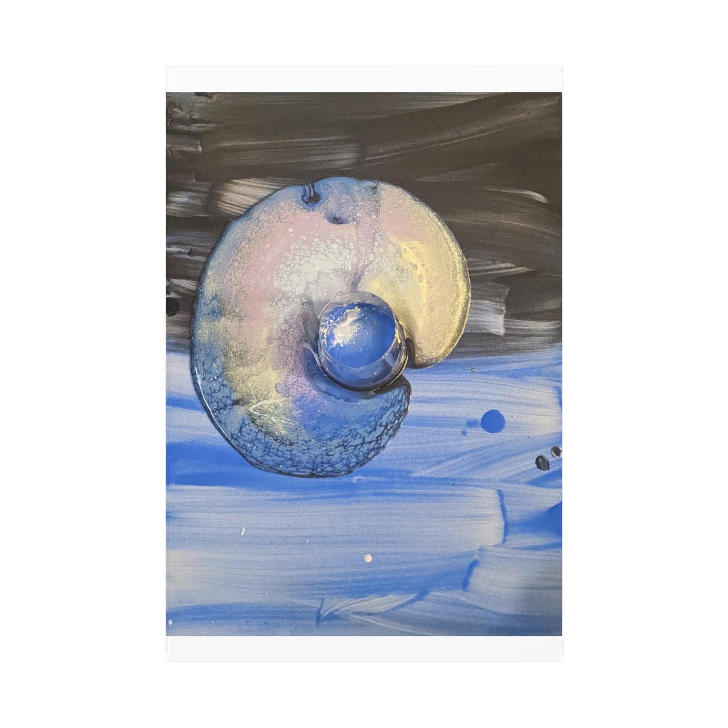 the nautilus - Abstract Blue Spiral Matte Canvas Art - Nautical Coastal Wall Decor