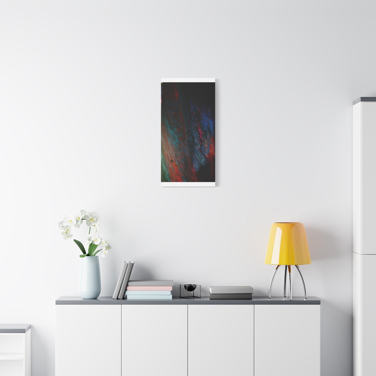 Abstract Fluid Art Canvas Wall Art - Jupiter pour — Vibrant Ocean Night Matte Stretched Canvas