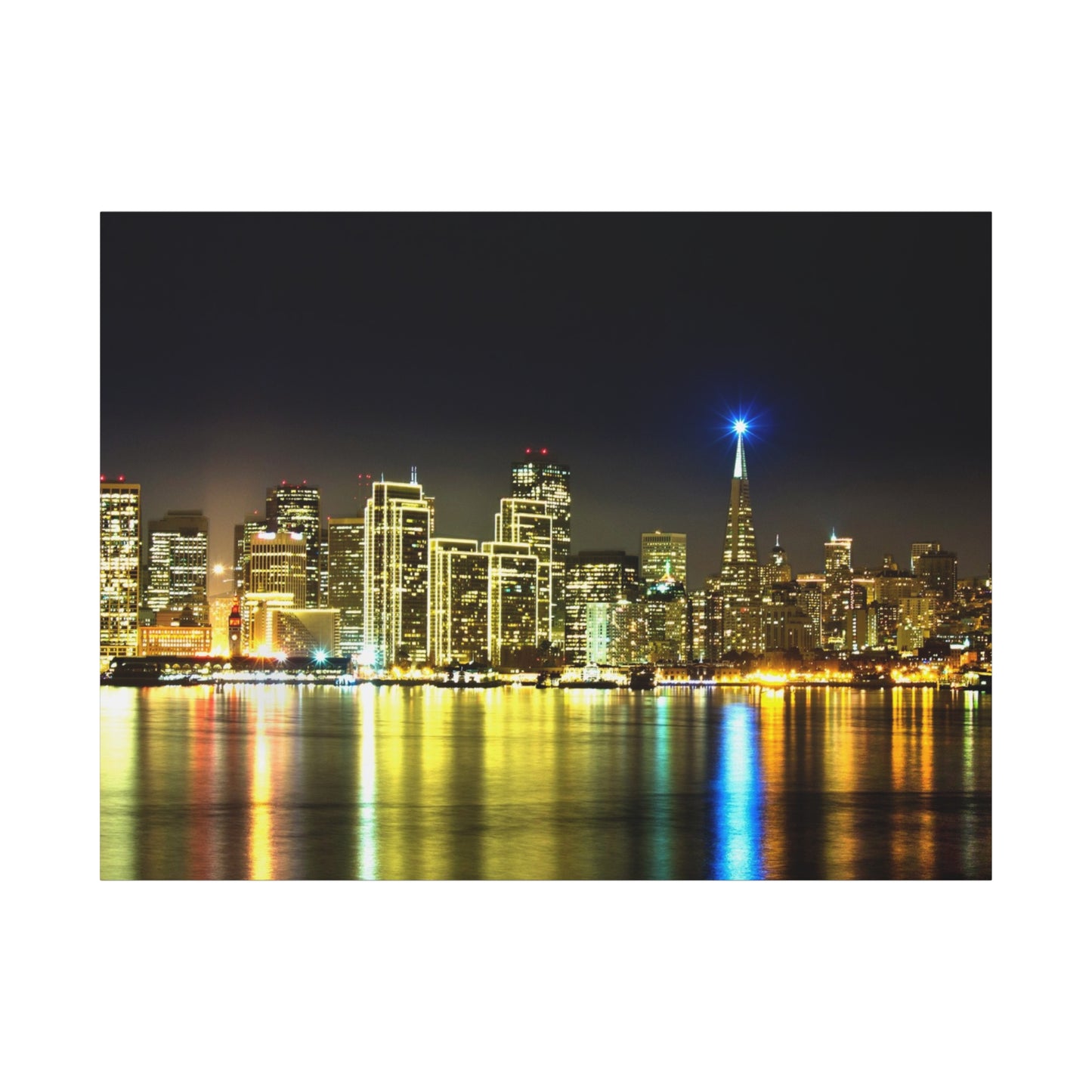 San Francisco Night Skyline Matte Canvas Print — Stretched 1.25"