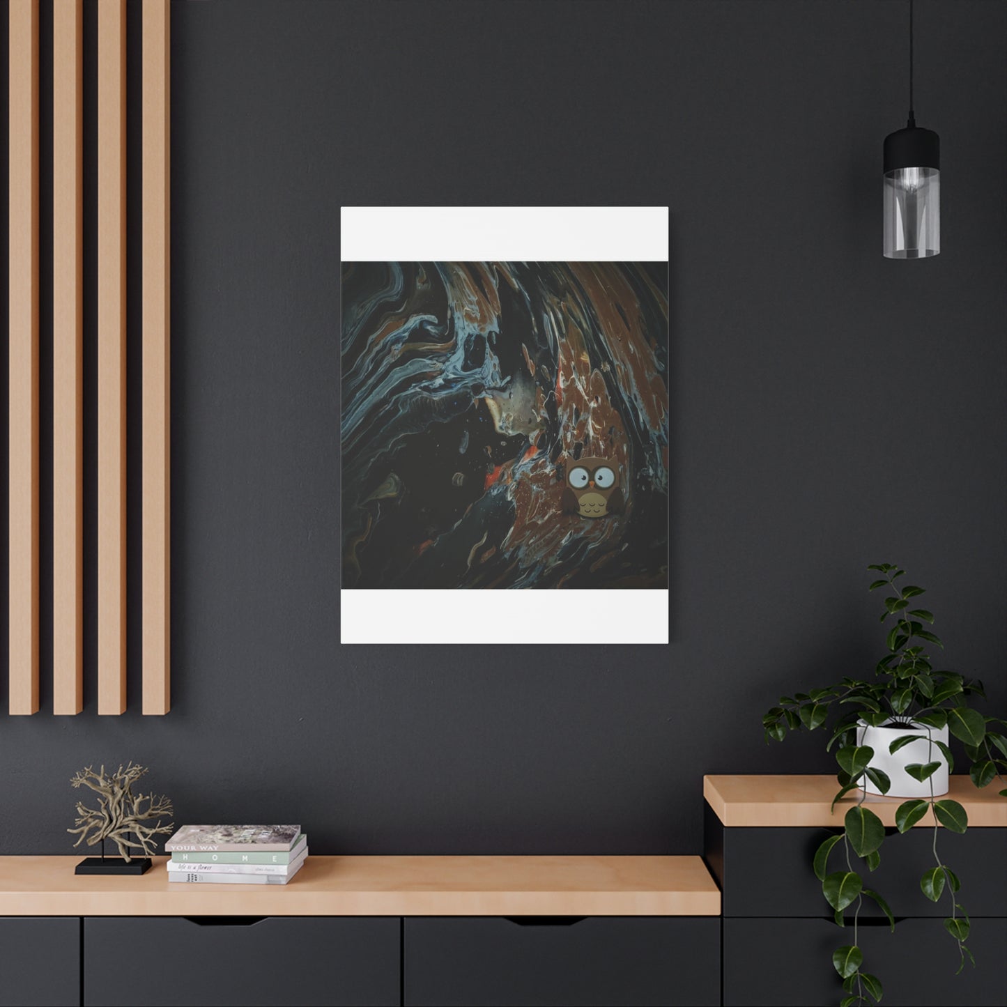 Abstract Swirl Owl Matte Canvas Print