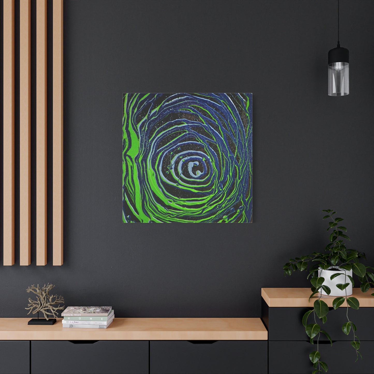 Abstract Green Swirl Matte Canvas Art — Stretched 1.25" Wall Décor
