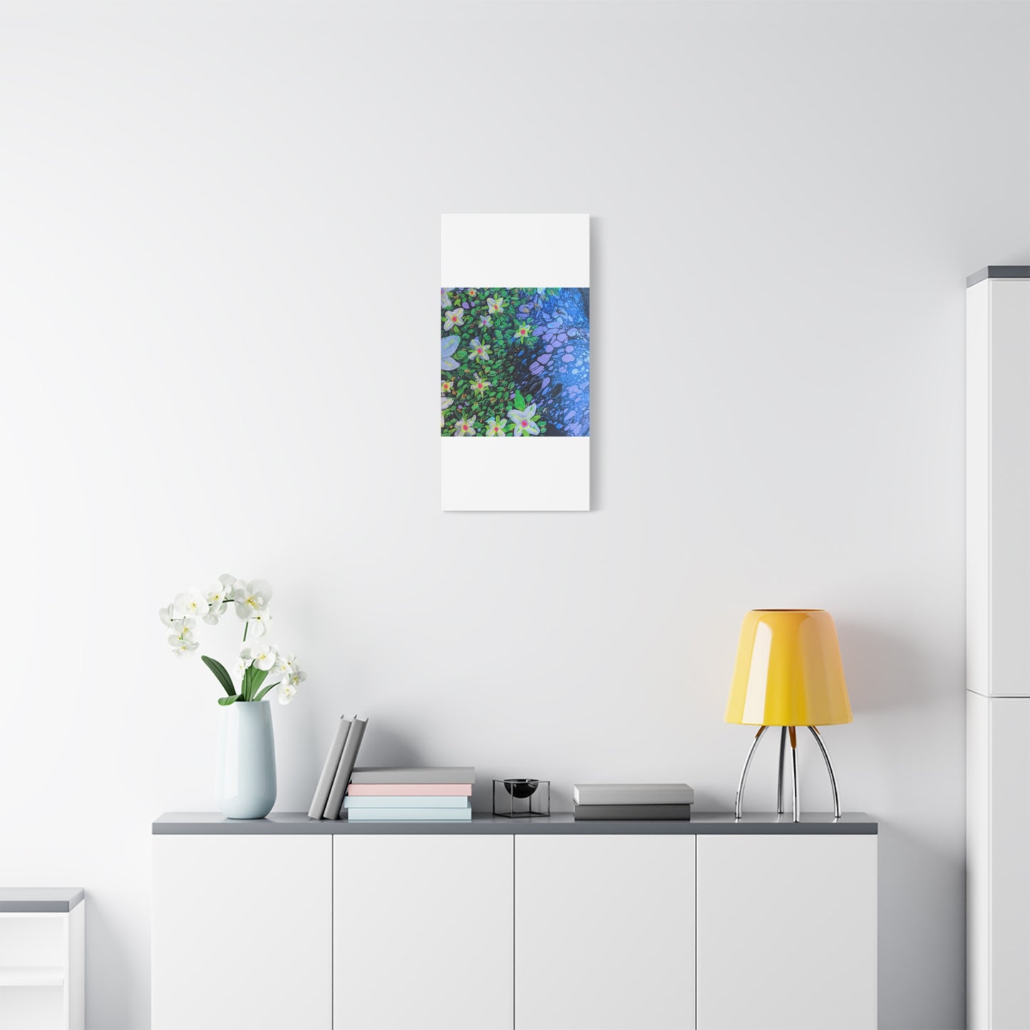 Floetrol&Flowers -  Reef Matte Canvas Wall Art — Blue & Green Abstract Flower Painting