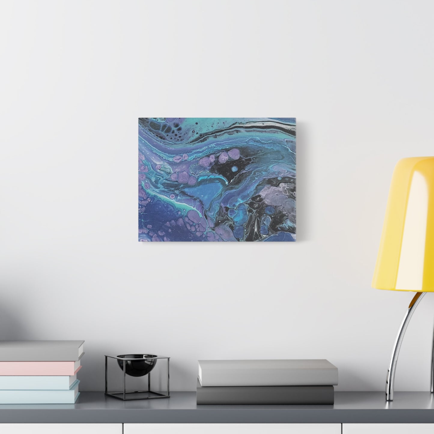 Abstract Ocean Wave Matte Canvas Print — Blue & Purple Fluid Art, Stretched 1.25"