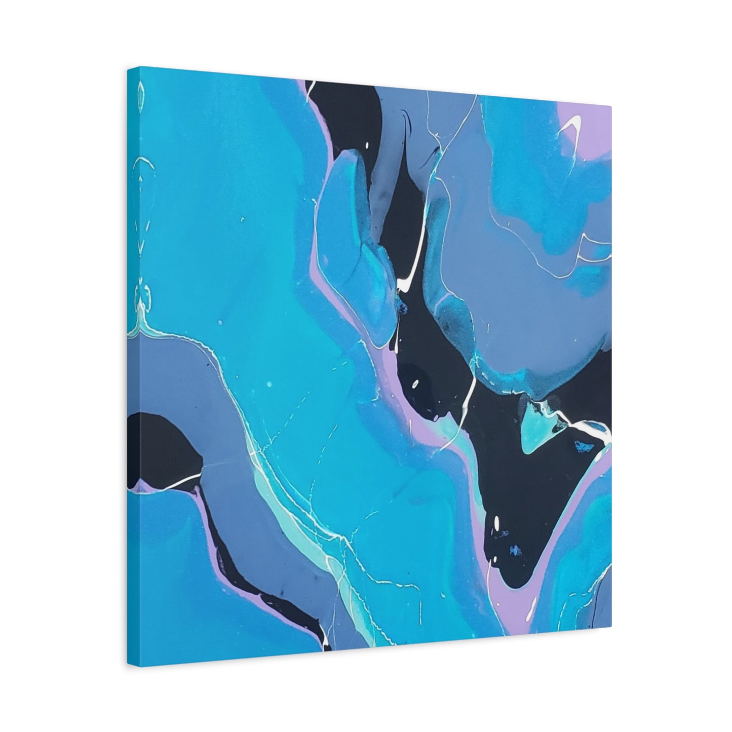 Abstract Blue Fluid Art Canvas Print — Matte Stretched Wall Art 1.25"