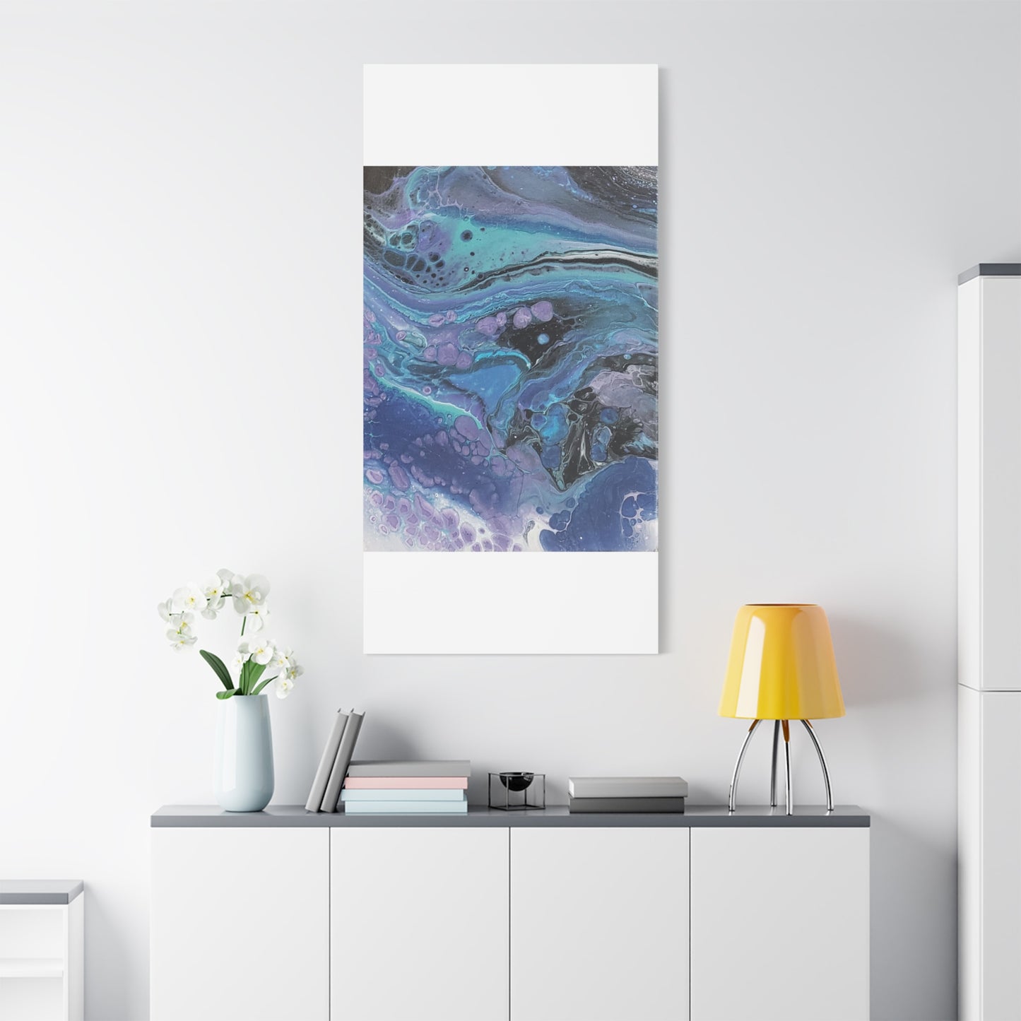 Abstract Ocean Wave Matte Canvas Print — Blue & Purple Fluid Art, Stretched 1.25"