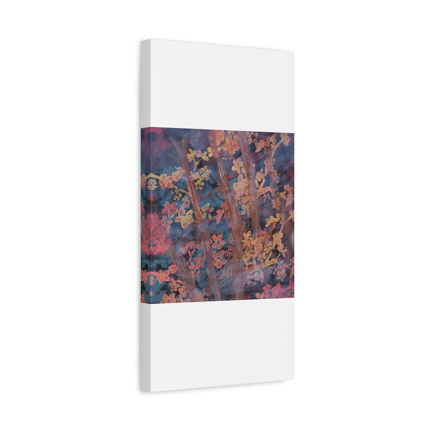 Abstract Floral Canvas Print — Moody Pink & Blue Stretched Wall Art