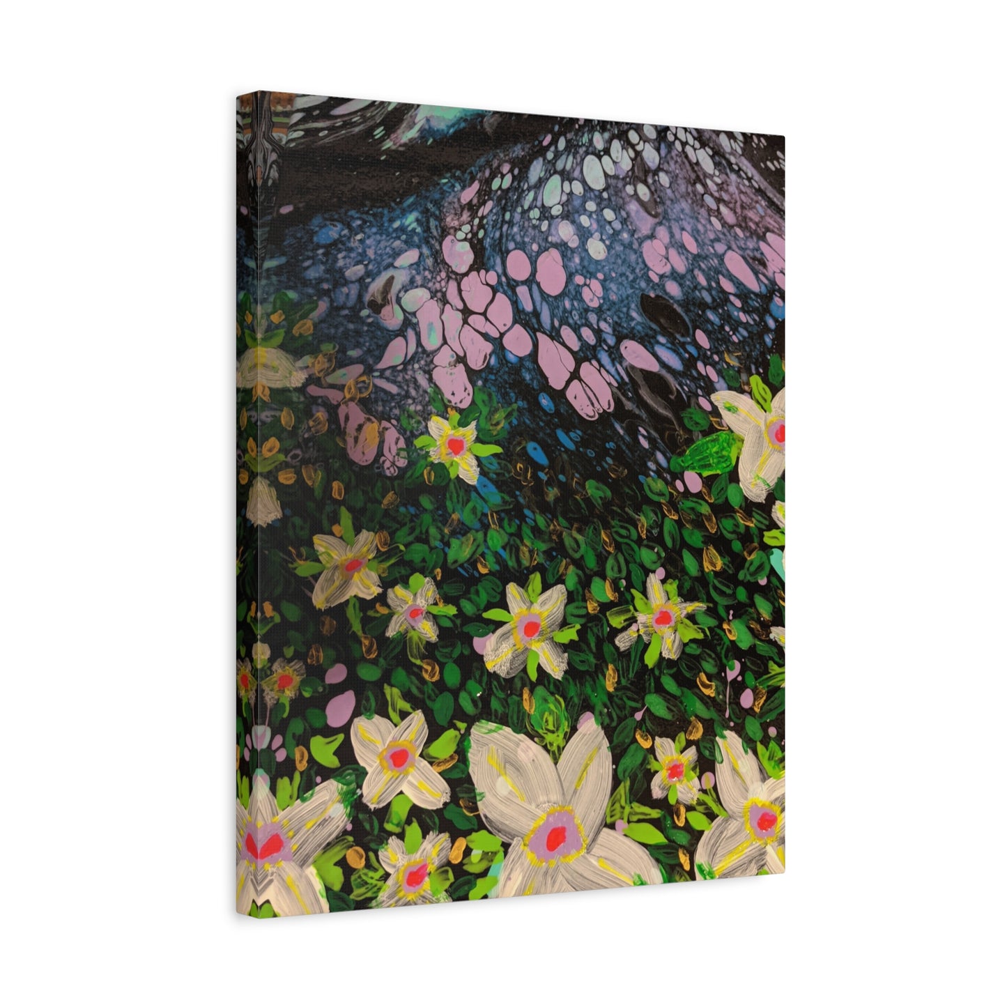 Floetrol&Flowers - Night Pour Garden Matte Canvas Print — Stretched Wall Art