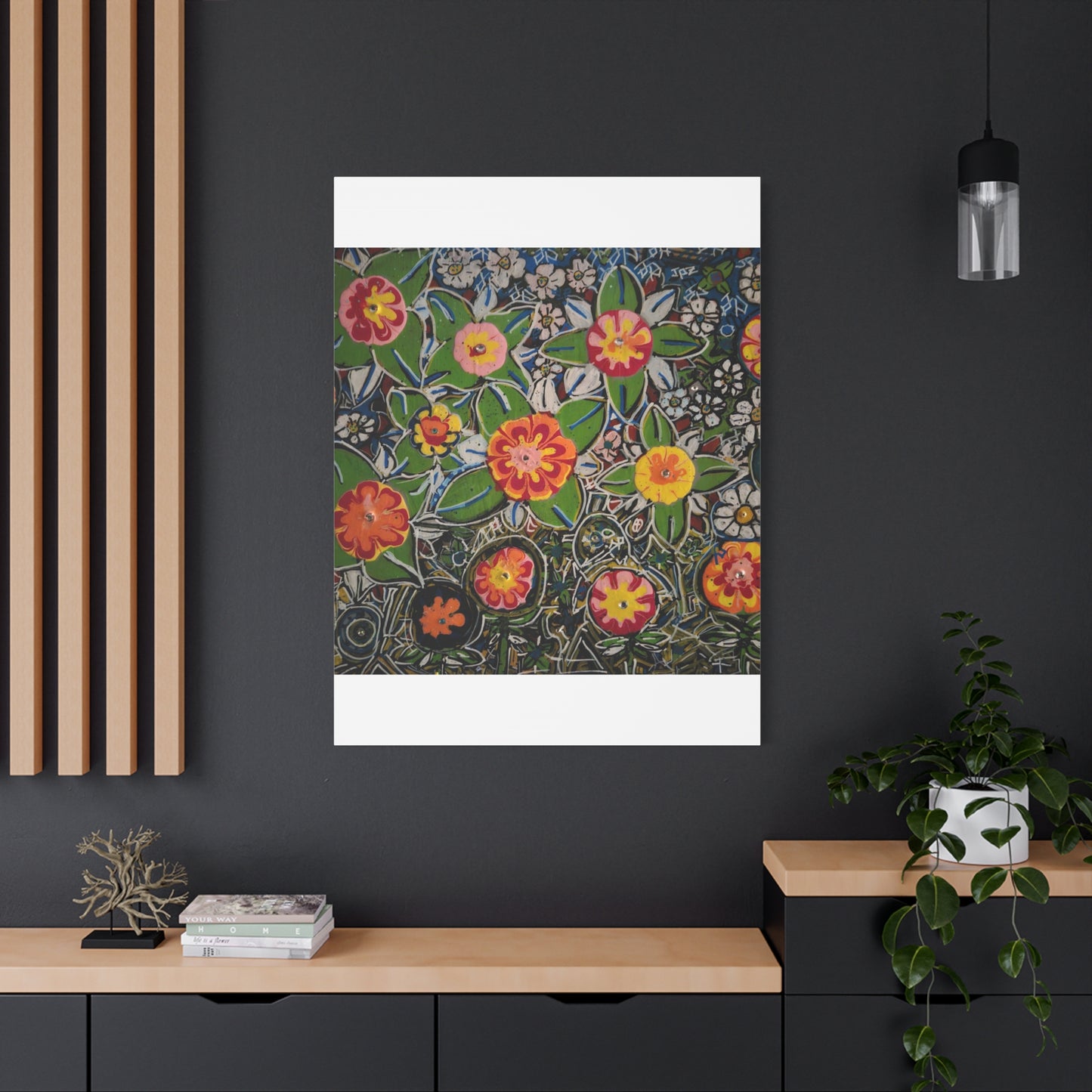 Urban_gardening-04 - Floral Pop Matte Stretched Canvas – Colorful Hand-Painted Garden Wall Art