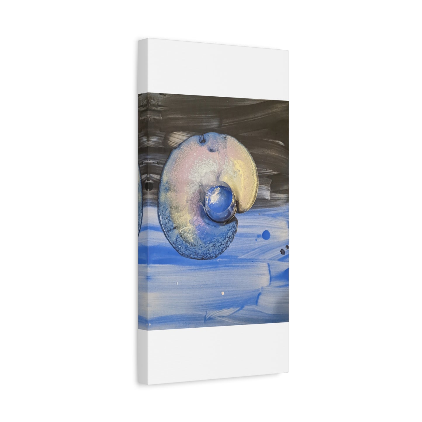 the nautilus - Abstract Blue Spiral Matte Canvas Art - Nautical Coastal Wall Decor