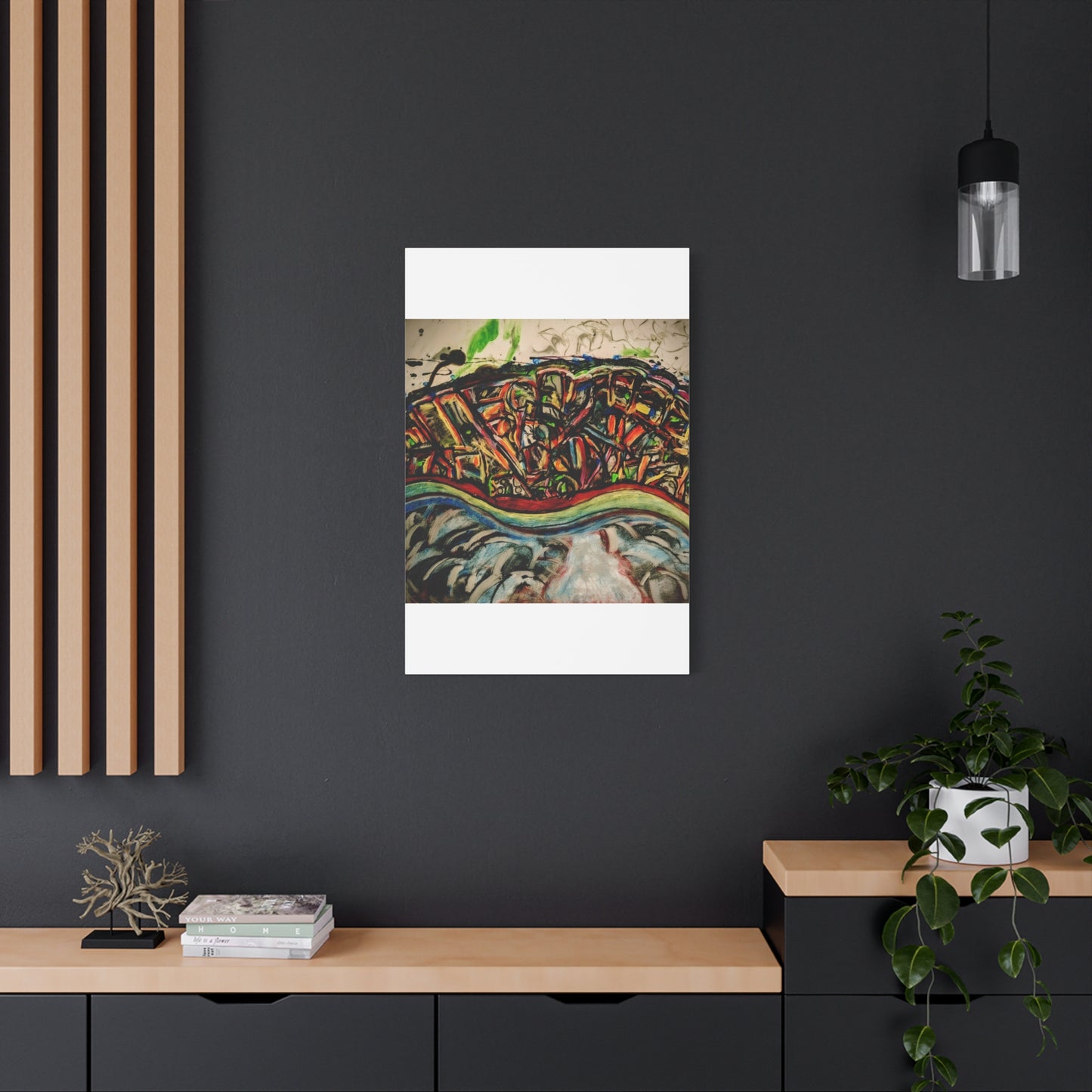 Acrylic_inequalities - Abstract Coastal Cityscape Canvas — Vibrant Ocean Wave Wall Art
