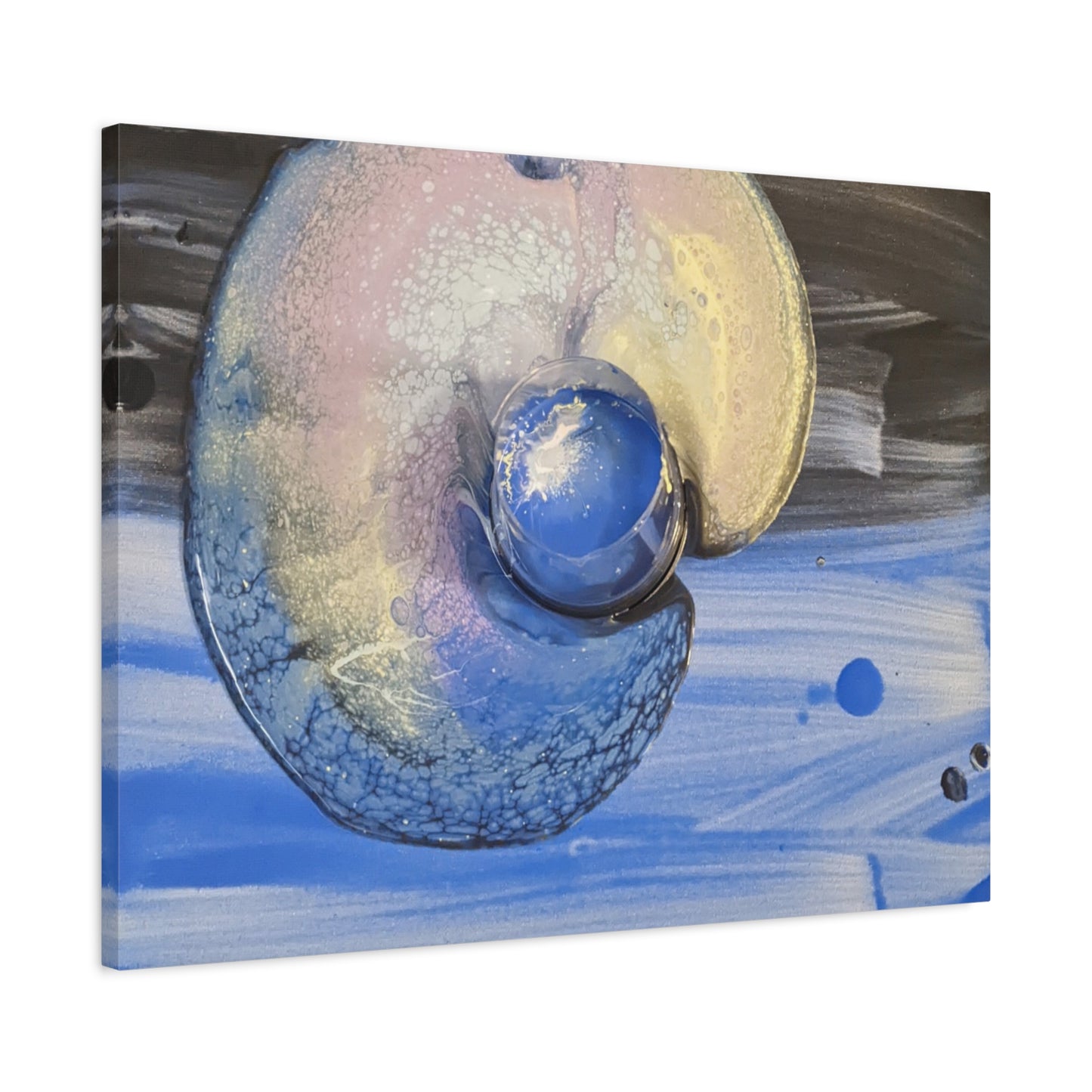 the nautilus - Abstract Blue Spiral Matte Canvas Art - Nautical Coastal Wall Decor