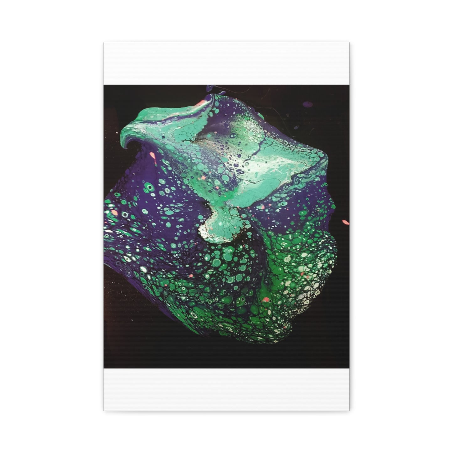 Abstract Green & Teal Fluid Art Canvas Print - Matte Stretched Wall Art
