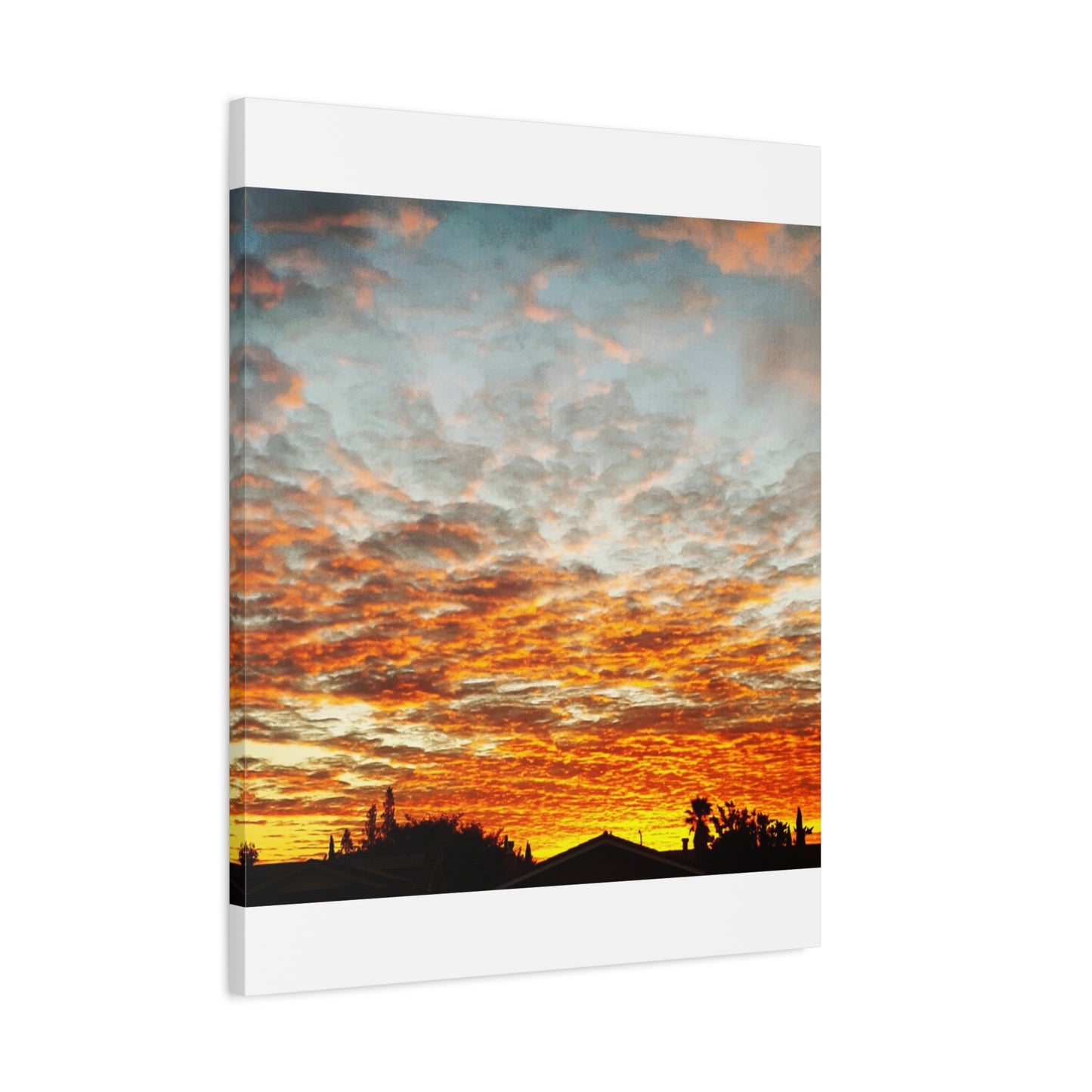 Sunset Sky Canvas Print — Orange Cloudscape Matte Stretched Wall Art