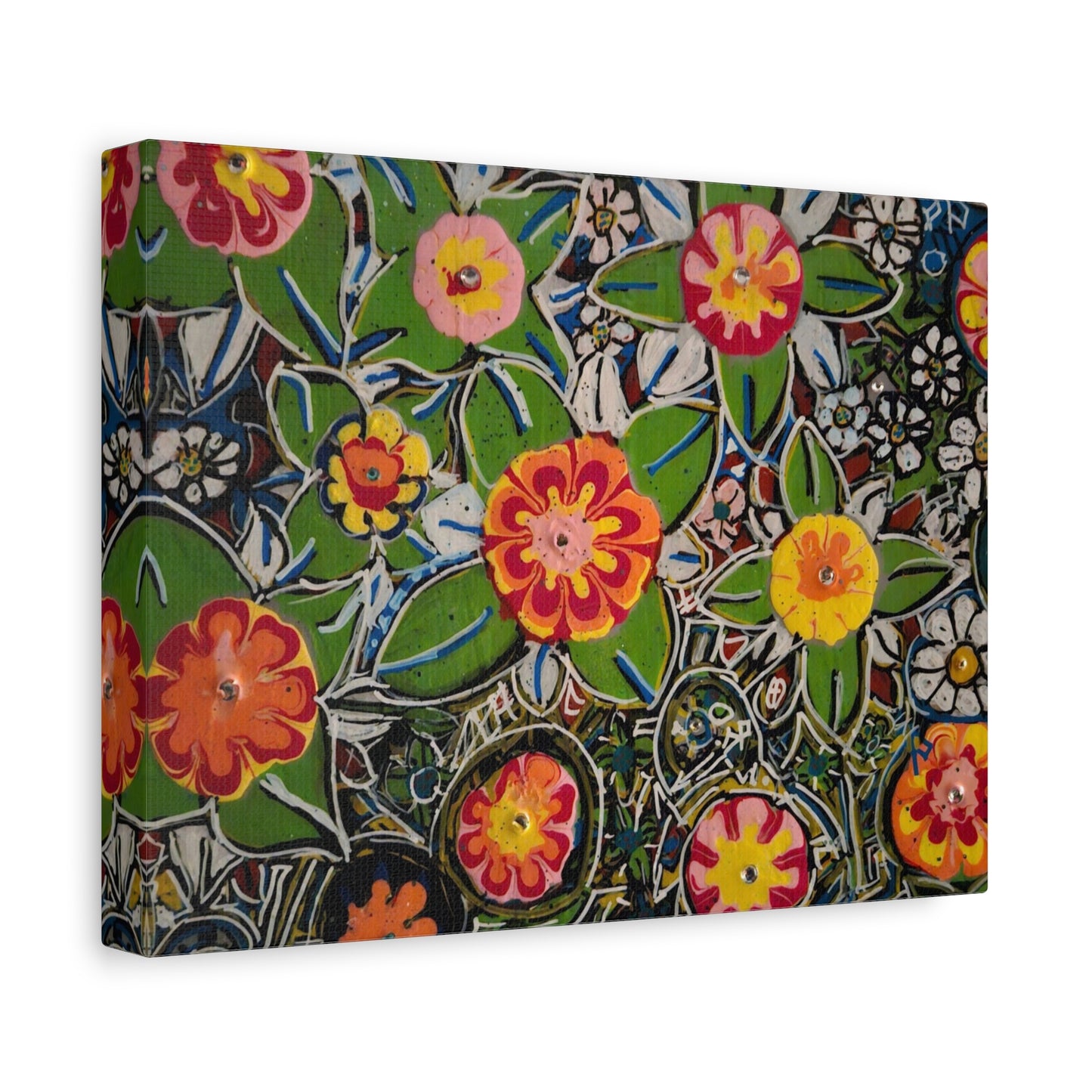 Urban_gardening-04 - Floral Pop Matte Stretched Canvas – Colorful Hand-Painted Garden Wall Art
