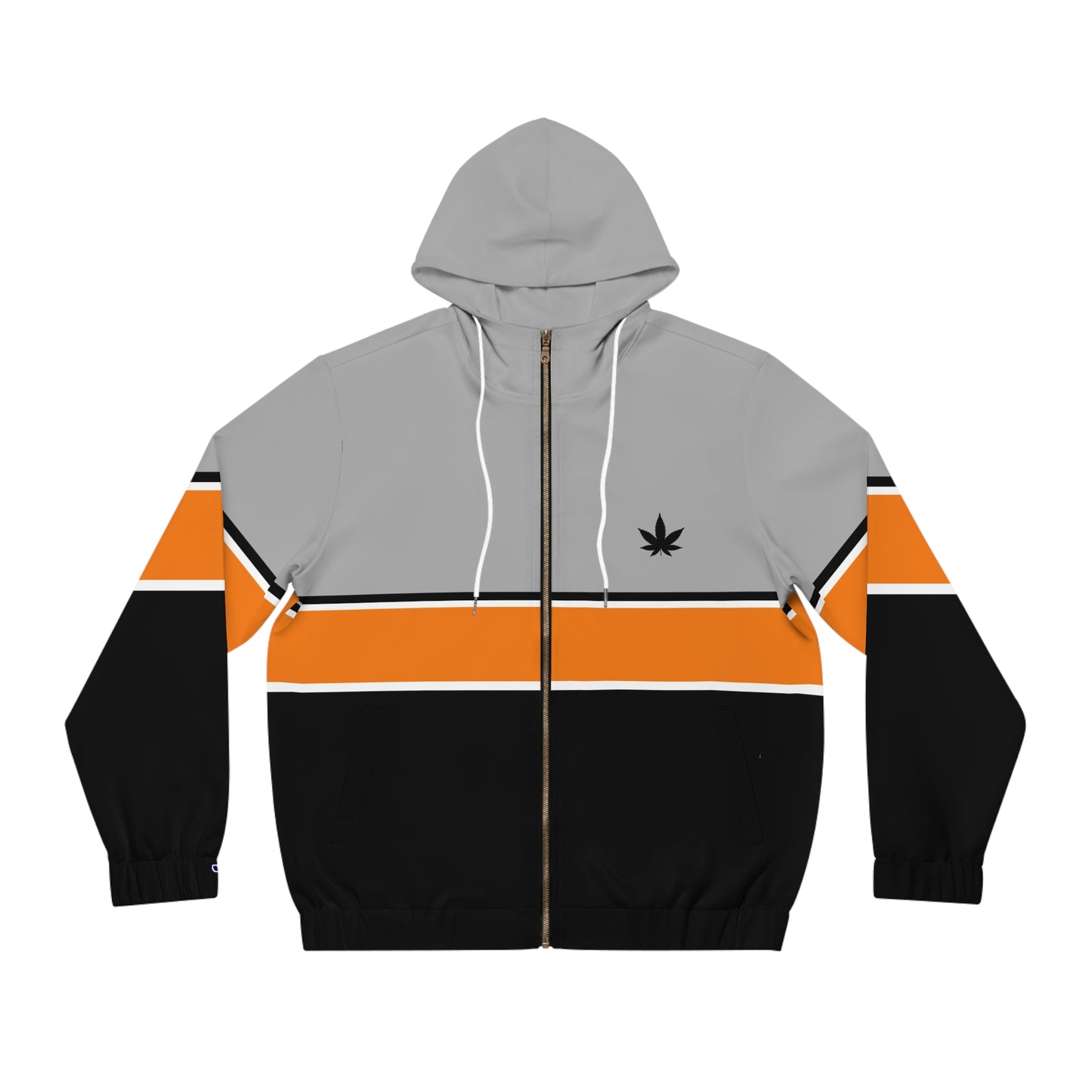 Cannabis Leaf Striped Full‑Zip Hoodie — Men’s Streetwear Jacket