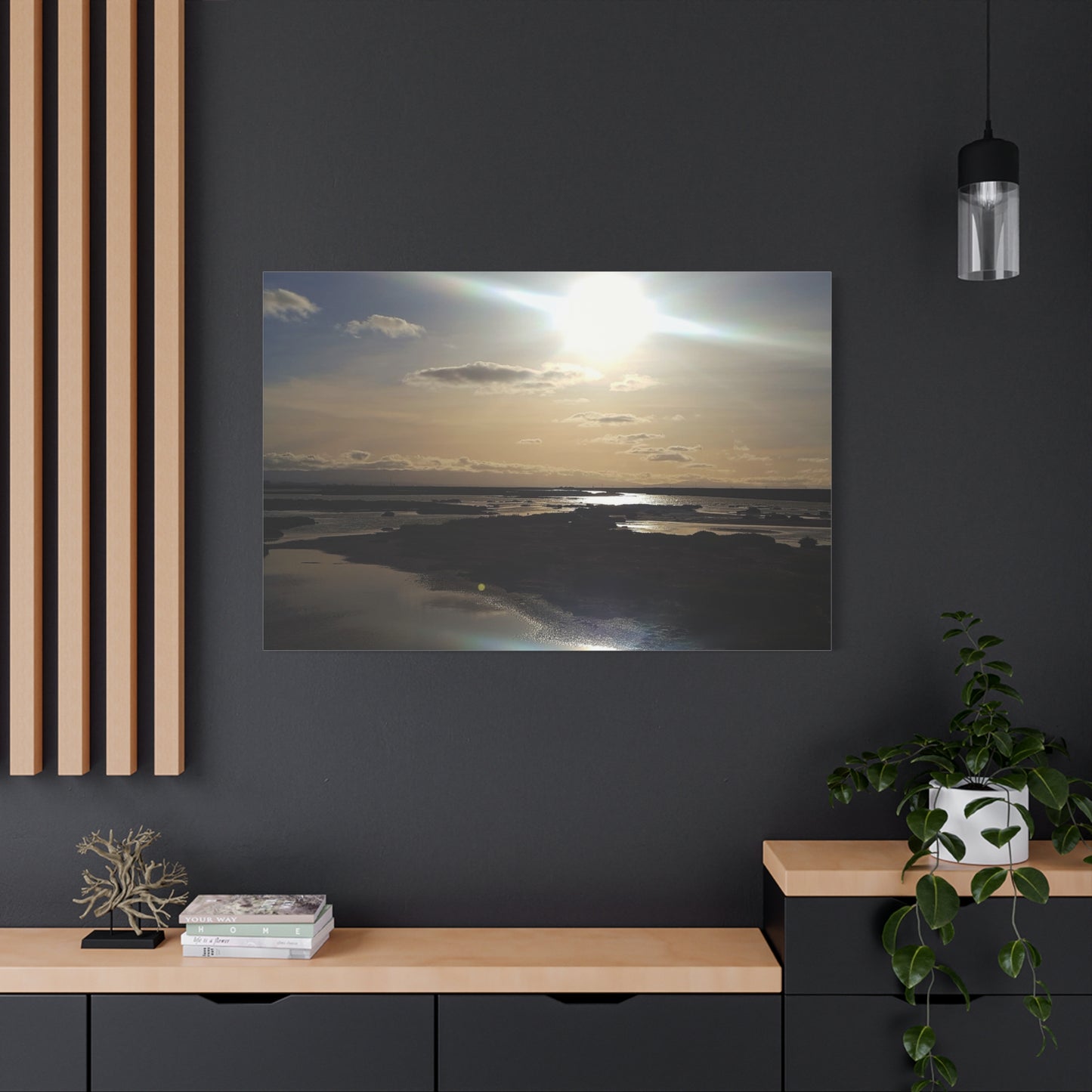 Sunlit Coastal Reflection (don edwards preserve)Canvas Print — Matte Stretched Wall Art