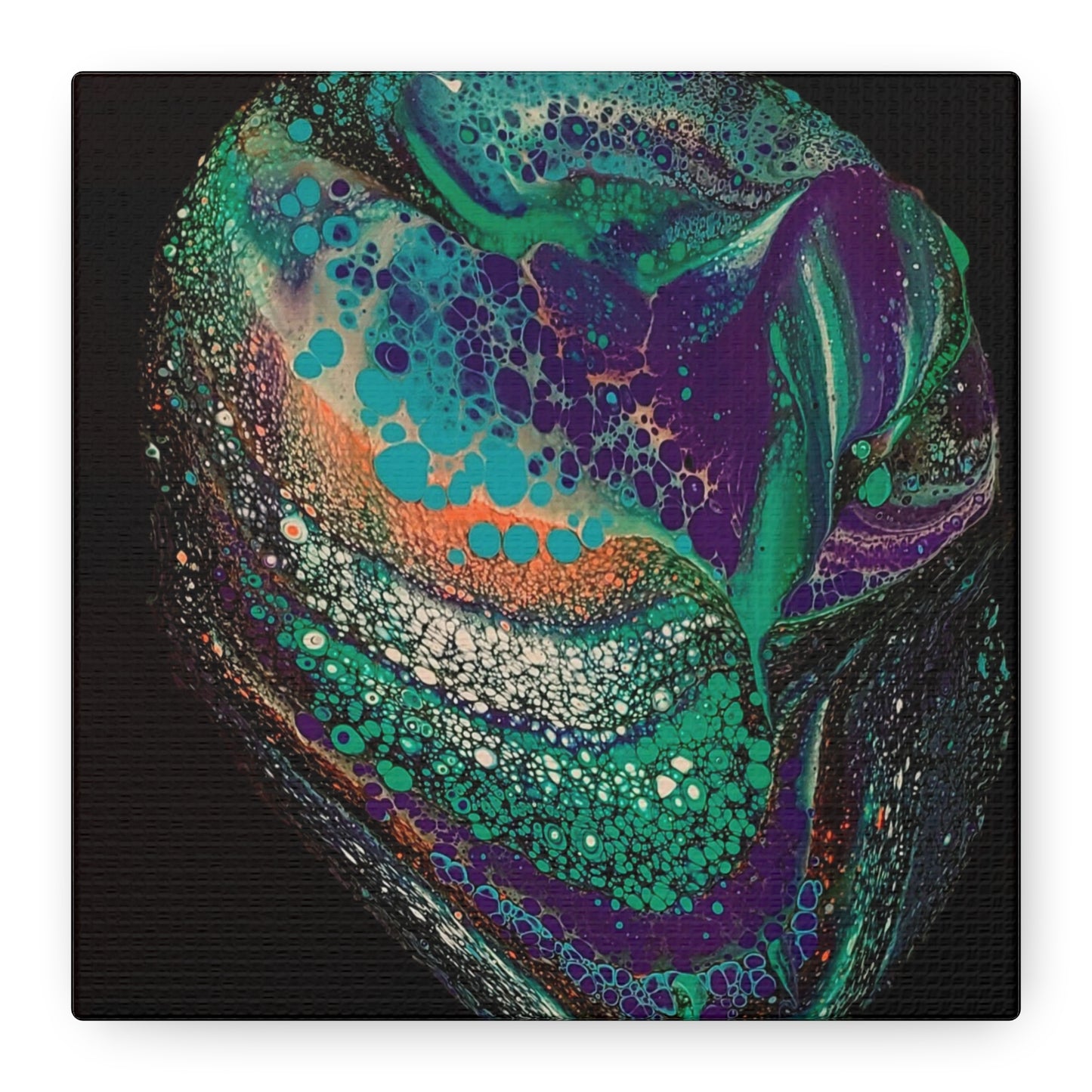 Abstract Fluid Art Canvas Print — Teal, Purple & Gold Swirl Matte Stretched Wall Art