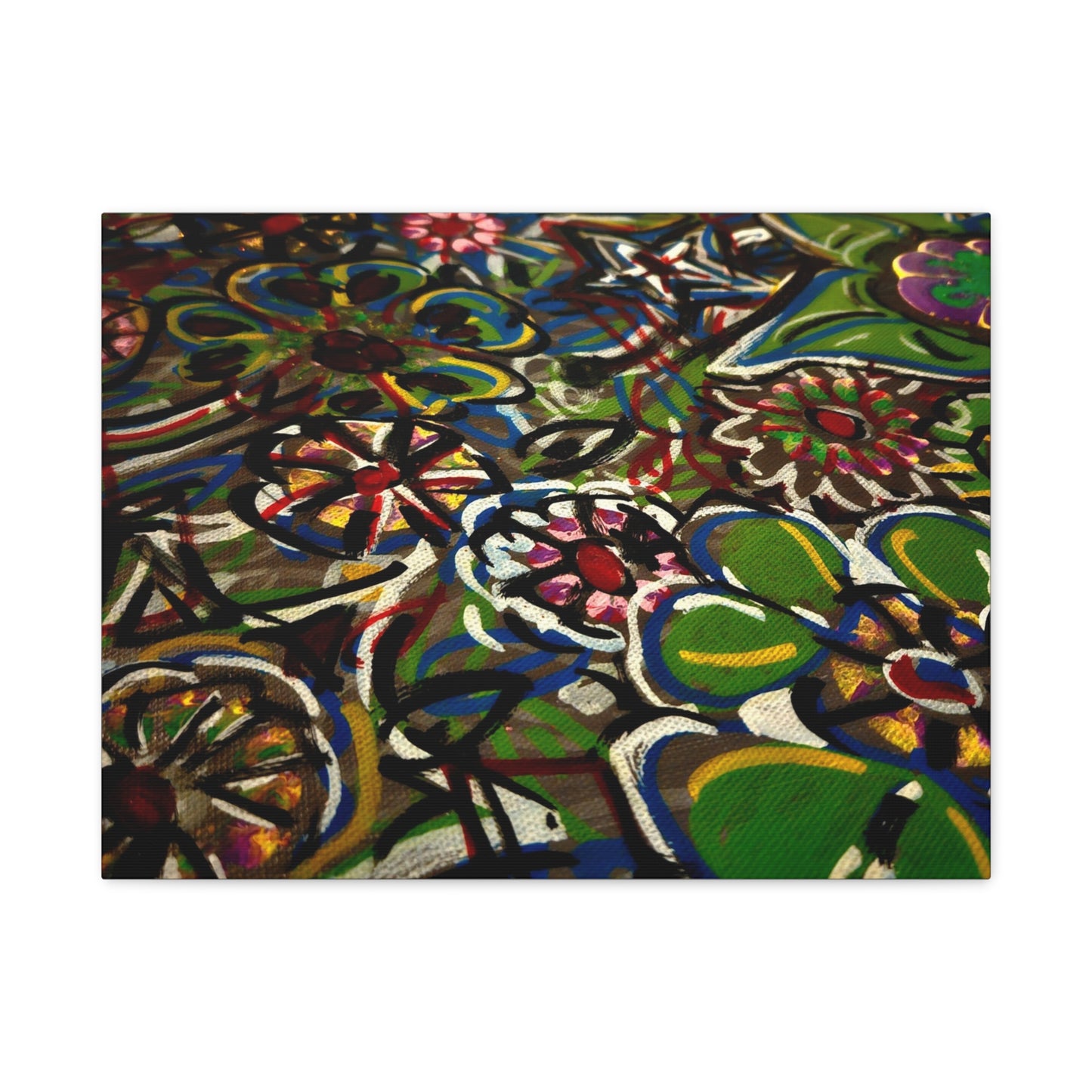 Urban_Gardening - Abstract Floral Canvas Print — Colorful Street-Art Style Stretched Wall Art