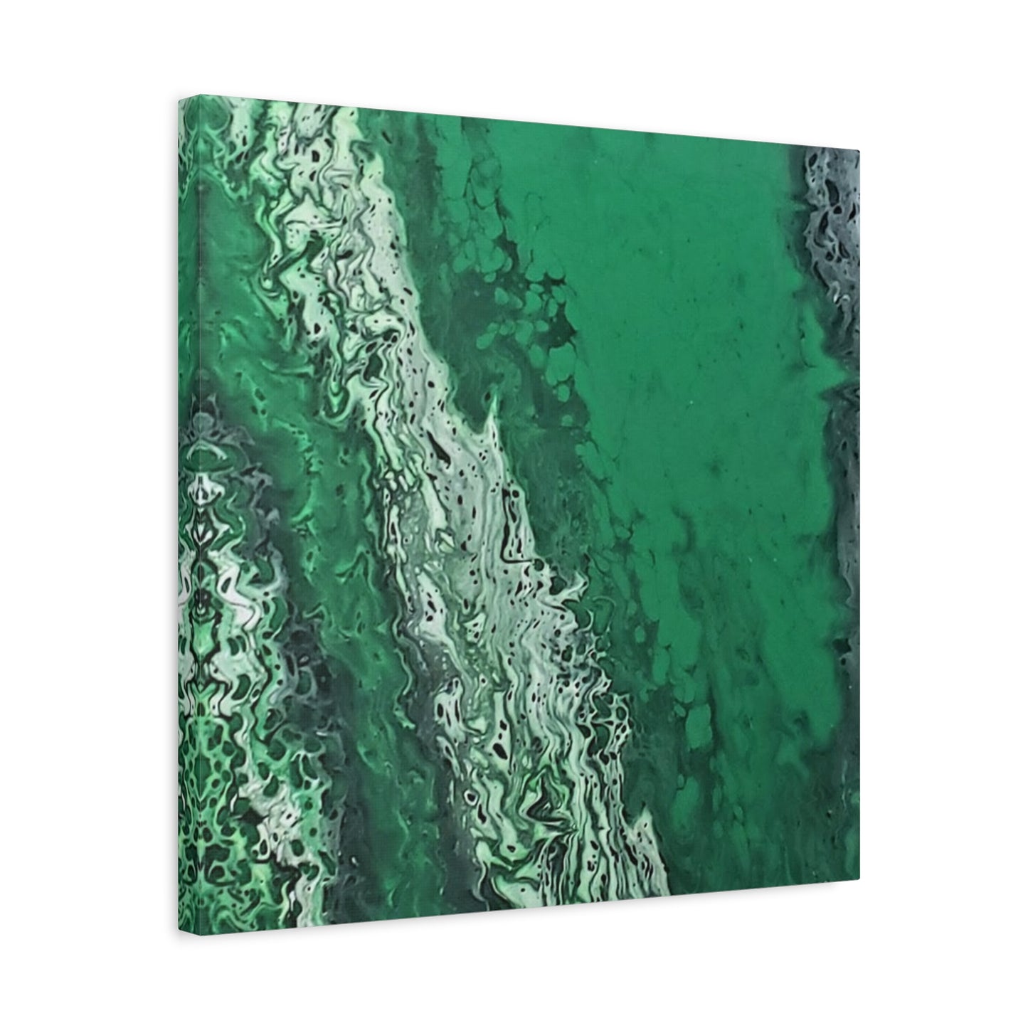 Emerald Wave Abstract Canvas Print — Matte Stretched Wall Art