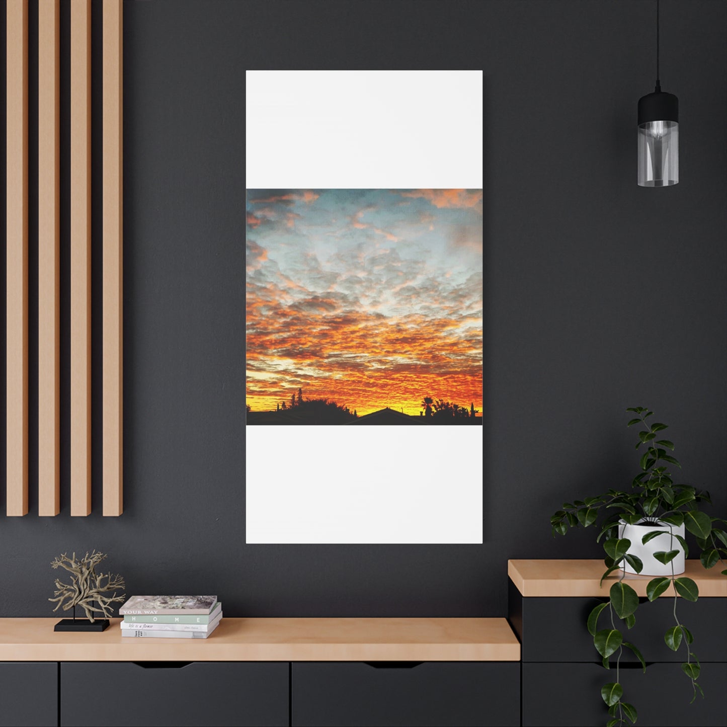 Sunset Sky Canvas Print — Orange Cloudscape Matte Stretched Wall Art