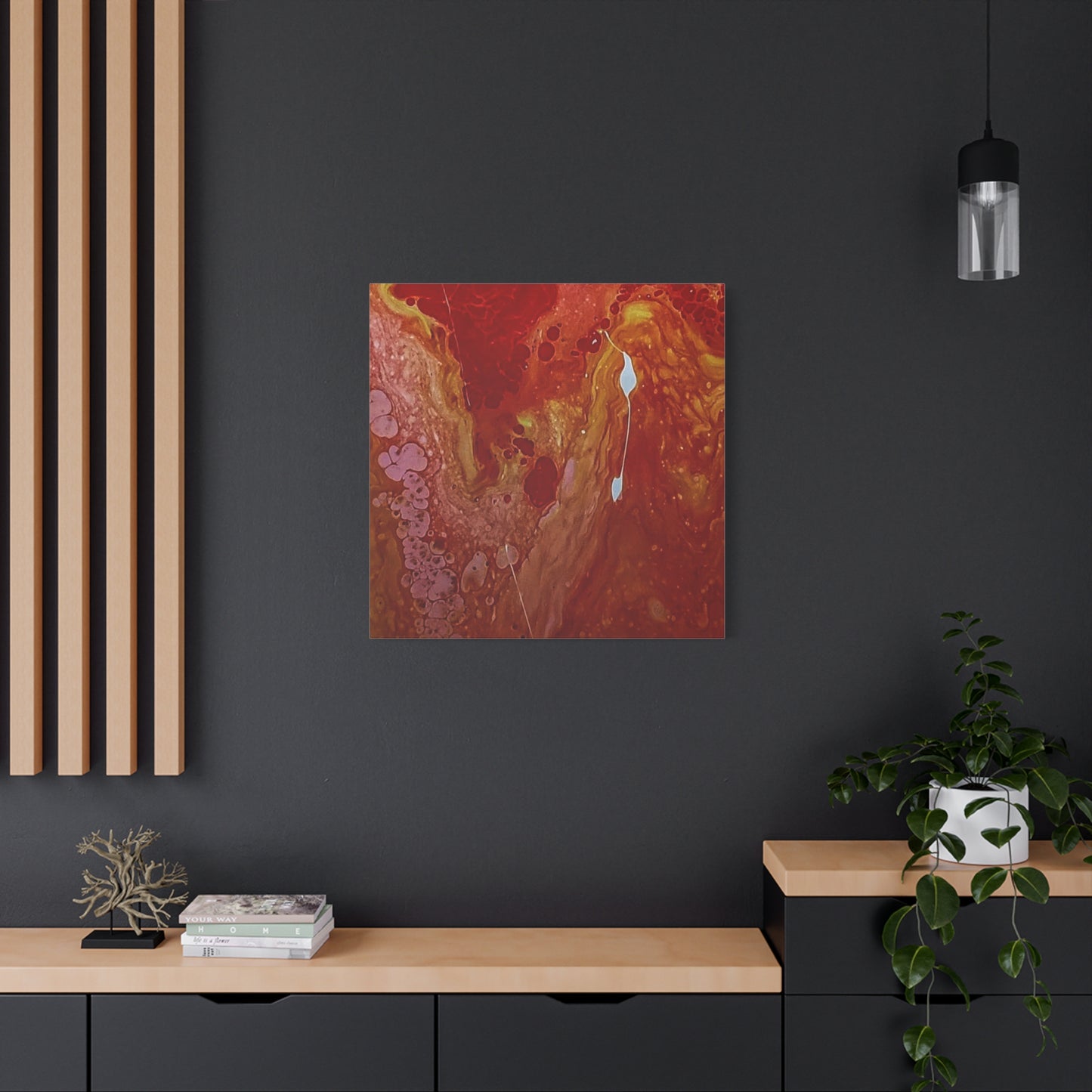 Abstract Red Fluid Art Canvas Print — Matte Stretched Wall Art