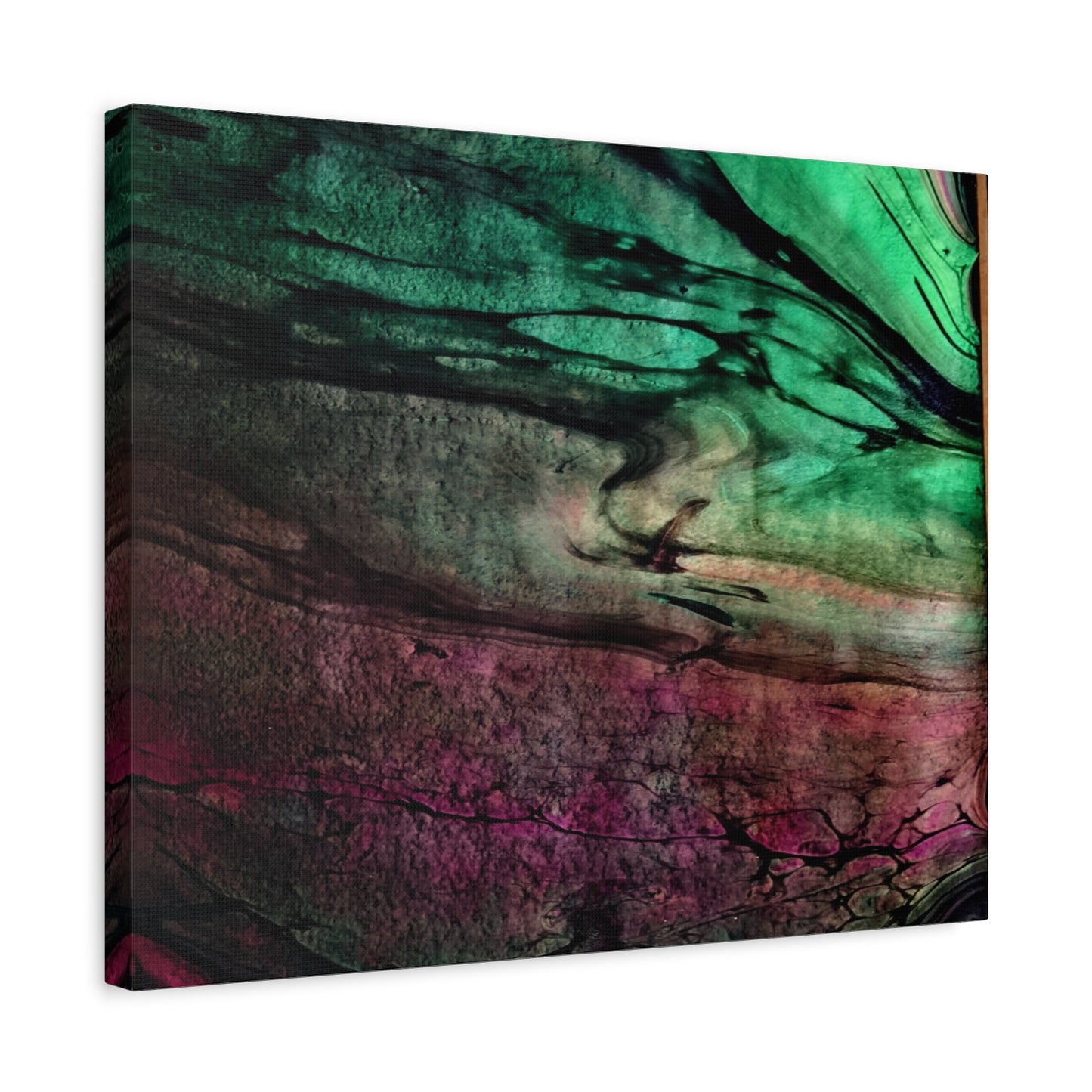 flame tempered pour - Abstract Teal & Magenta Canvas Wall Art — Matte Stretched 1.25"