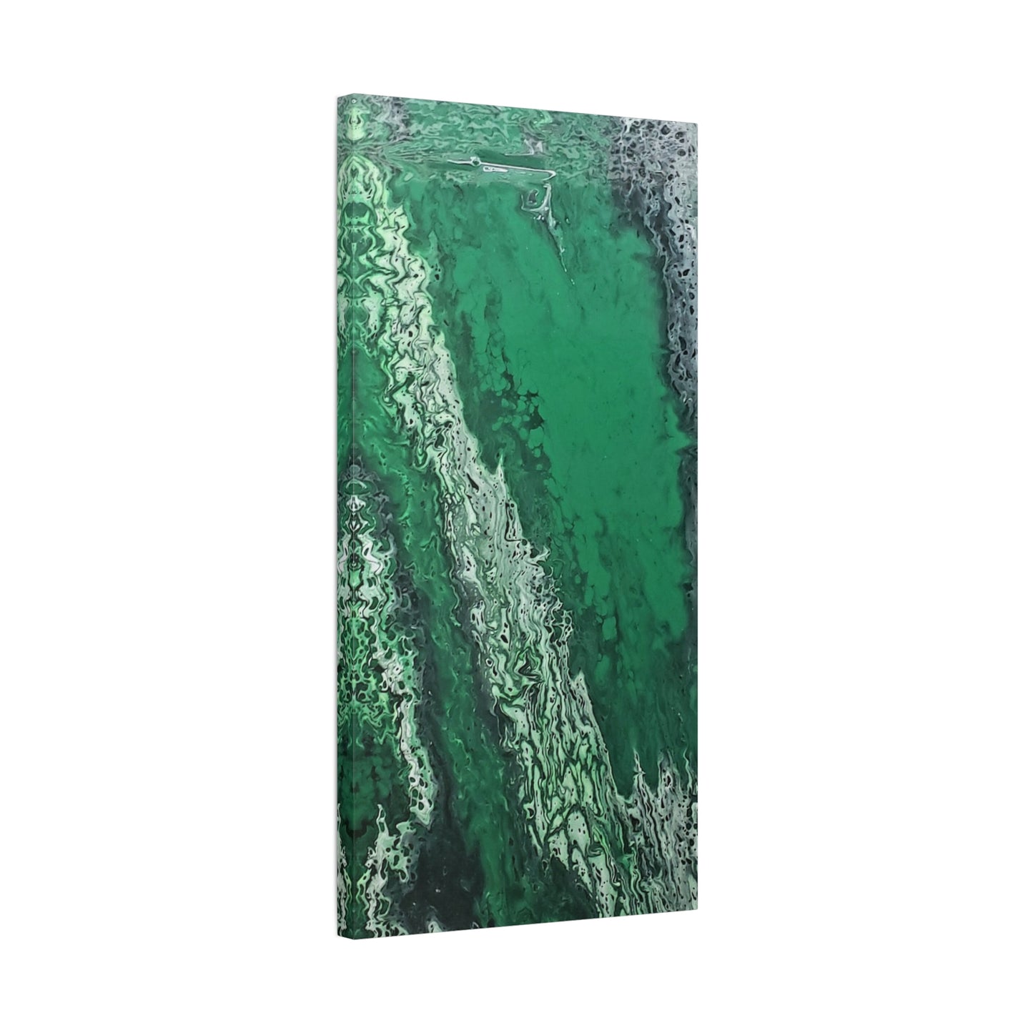 Emerald Wave Abstract Canvas Print — Matte Stretched Wall Art