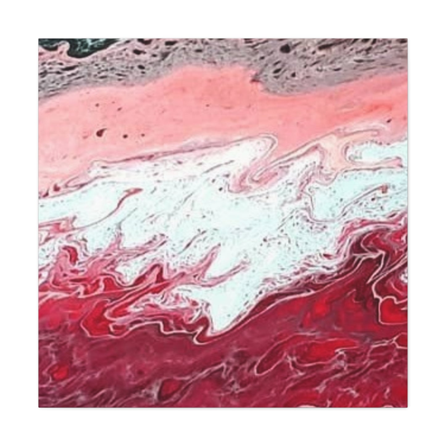 Abstract Pink & Red Fluid Art Canvas — Matte Stretched Wall Art