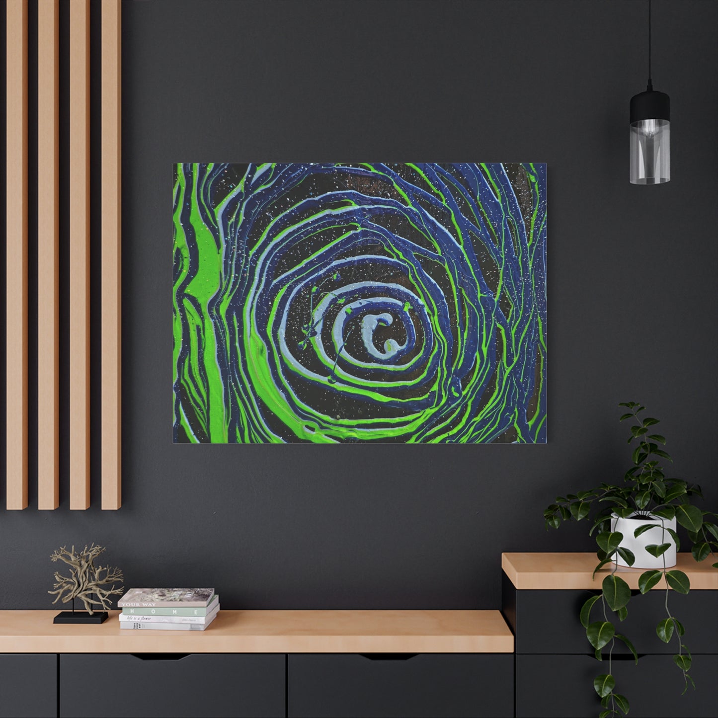 Abstract Green Swirl Matte Canvas Art — Stretched 1.25" Wall Décor