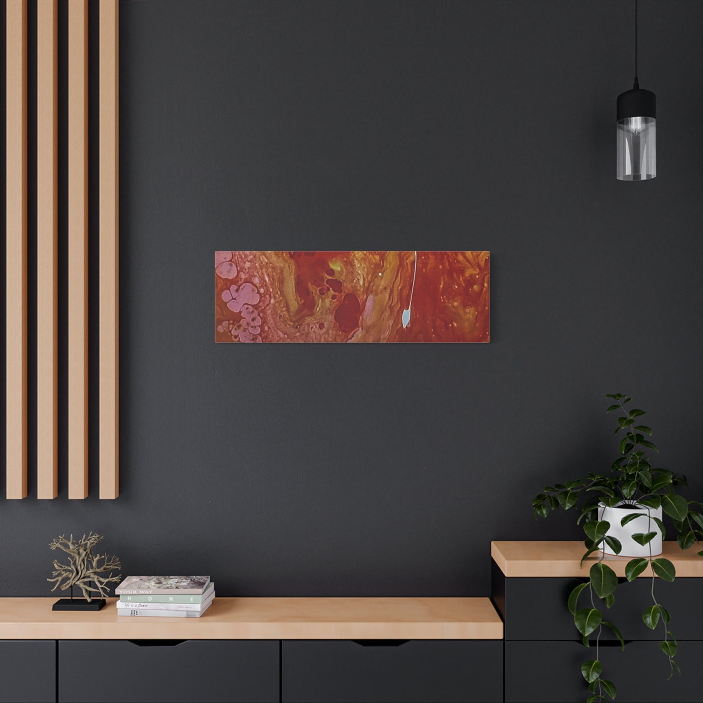 Abstract Red Fluid Art Canvas Print — Matte Stretched Wall Art