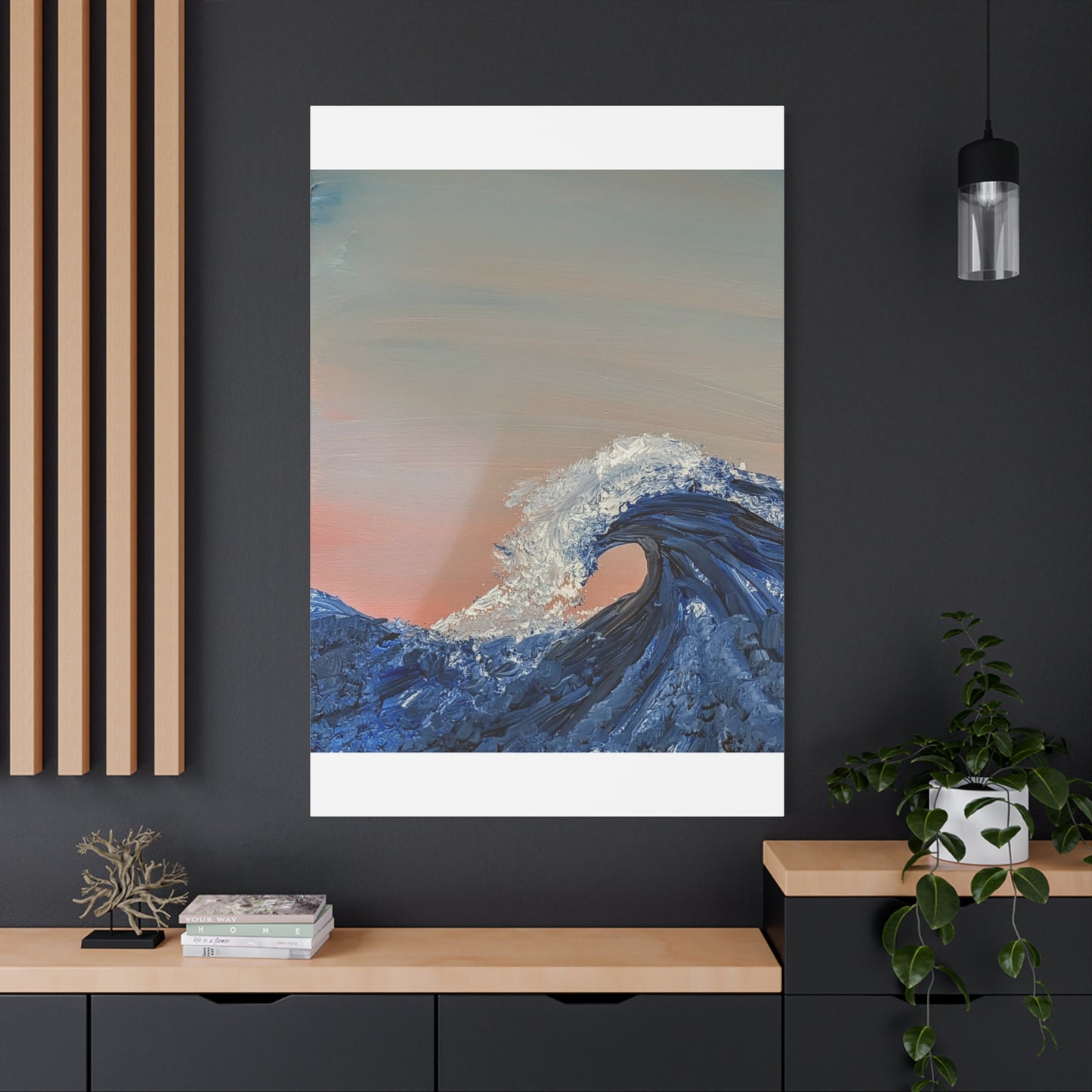 California_Coast - Ocean Wave Canvas Art — Blue Wave Seascape Matte Stretched Canvas